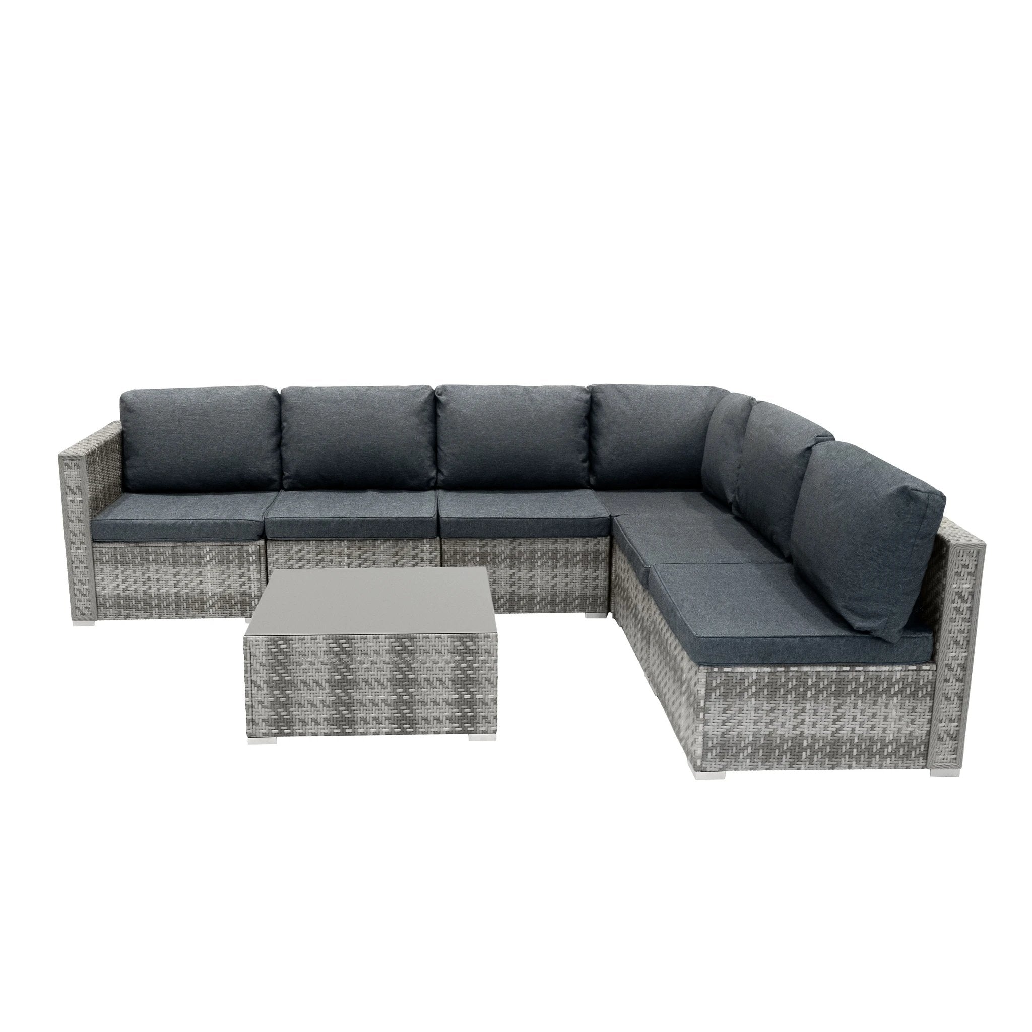 Rattan Modular 7 Piece Furniture Set - Grey by Monster Shop