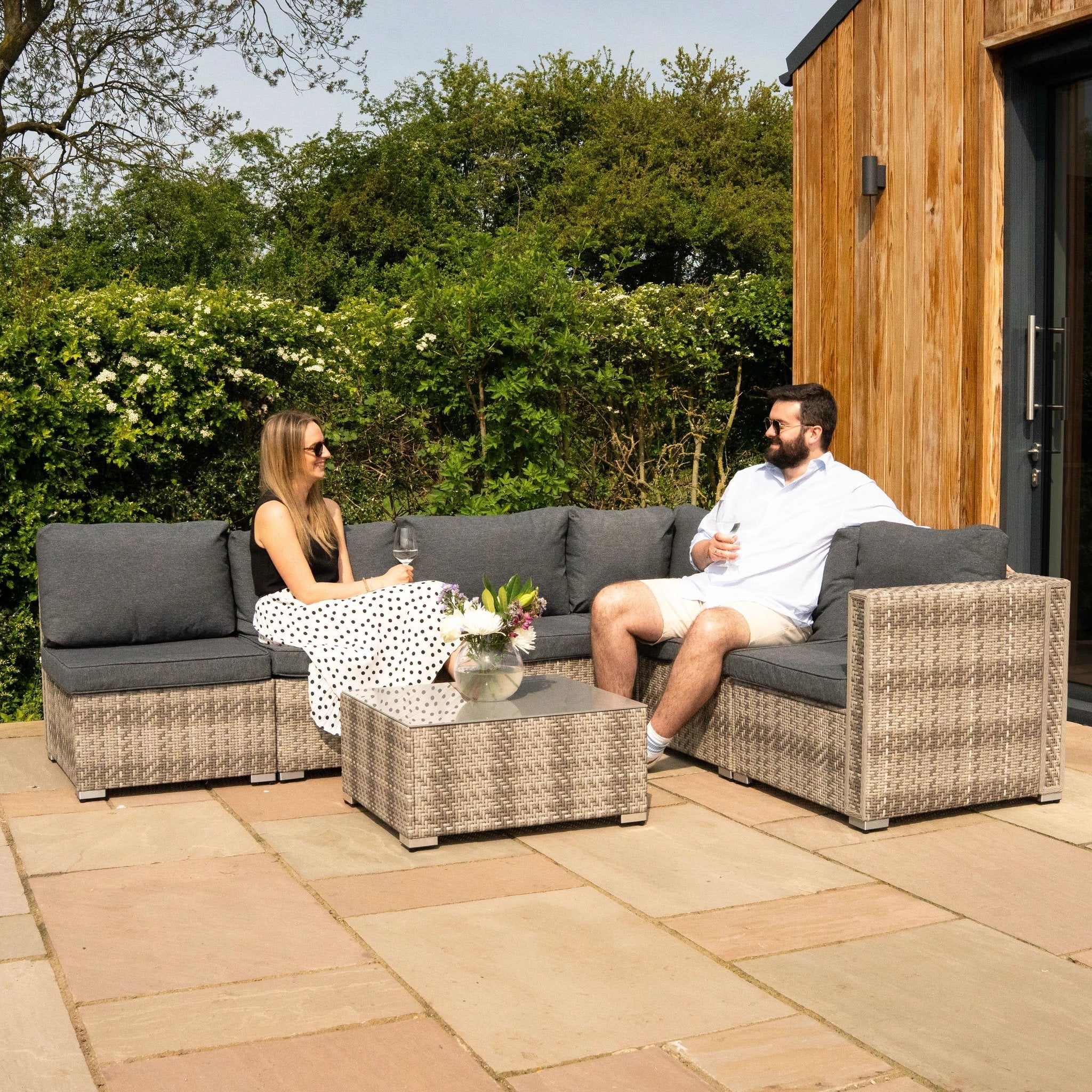 Rattan Modular 7 Piece Furniture Set - Grey by Monster Shop