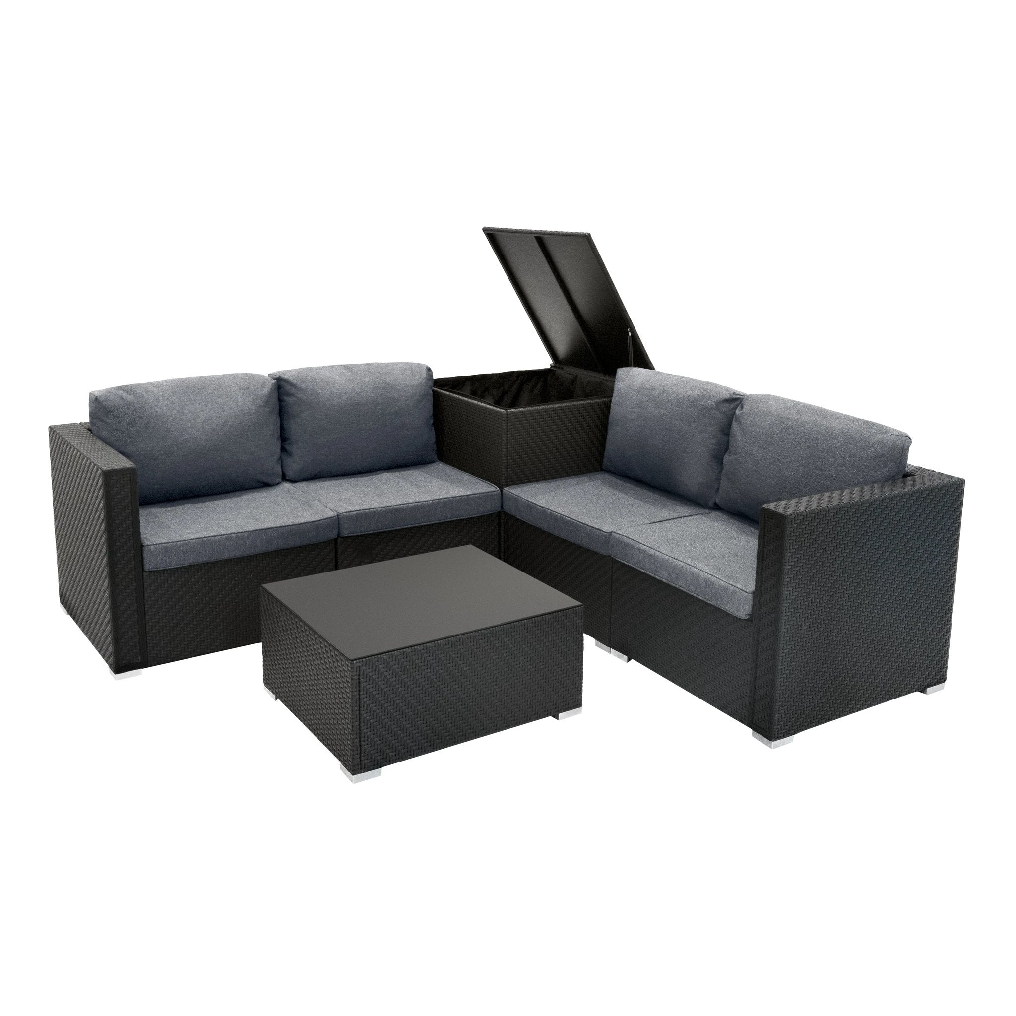 Monster Shop Rattan Modular 6 Piece Furniture Set – Black -
