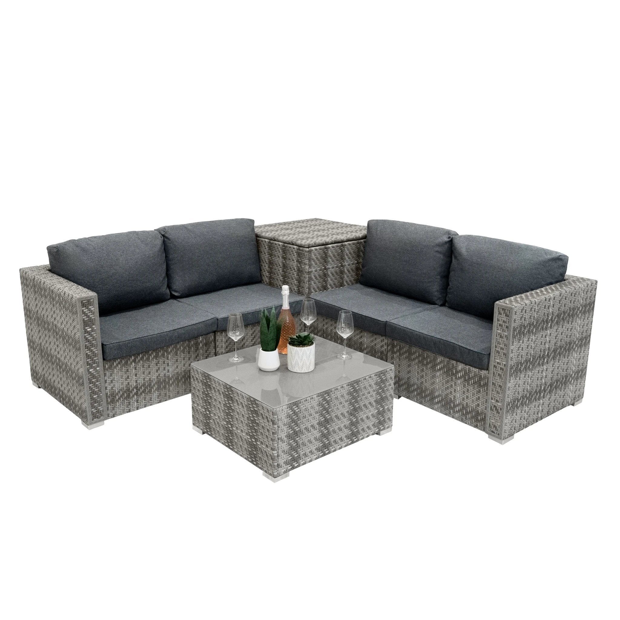 Monster Shop Rattan Modular 6 Piece Furniture Set – Grey -