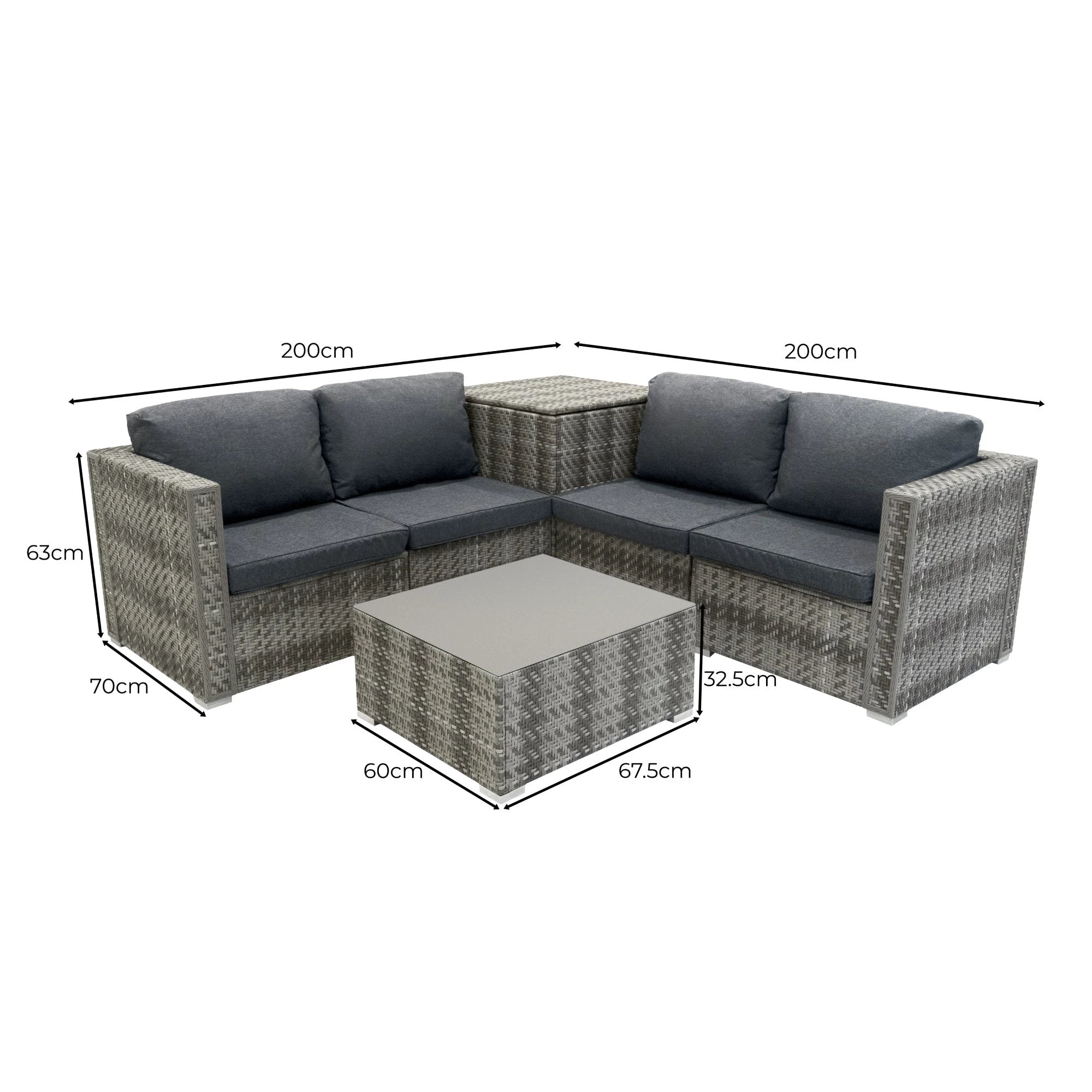 Monster Shop Rattan Modular 6 Piece Furniture Set – Grey -