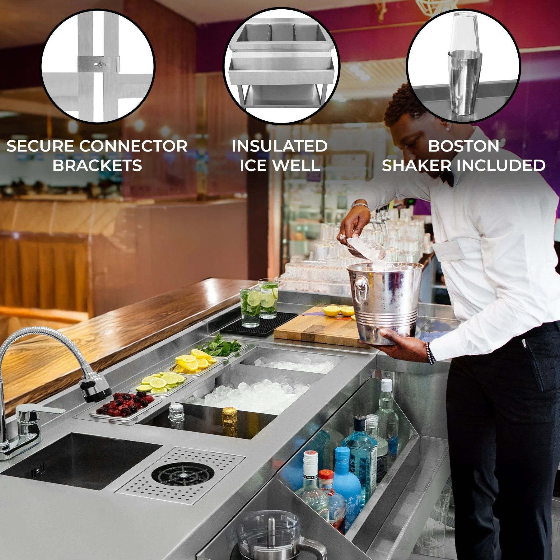 Deluxe Modular Cocktail Bar Station with Ice Well by Monster Shop
