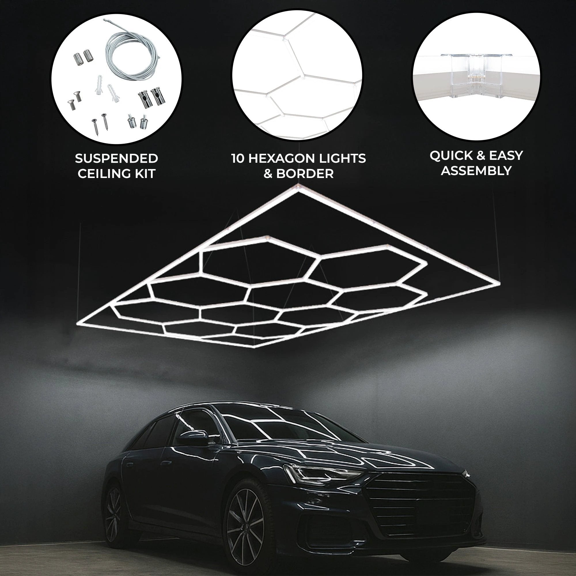 Hexagon LED Lighting x 10 by Monster Shop