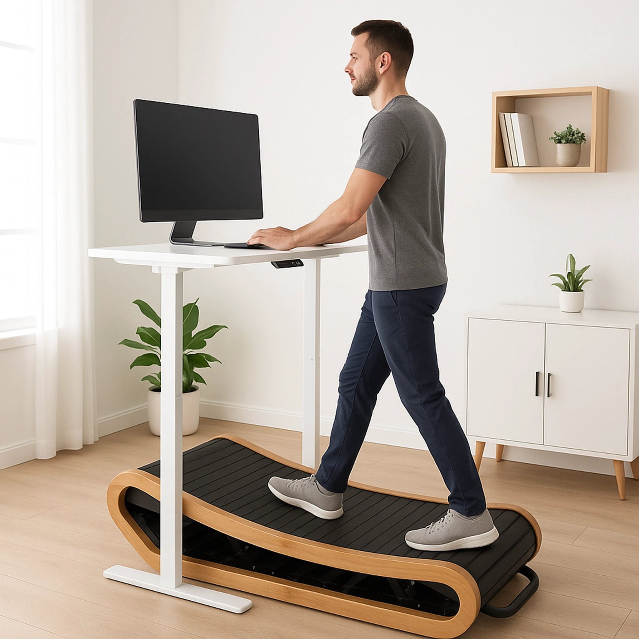 Curved Treadmill – Light Oak by Monster Shop