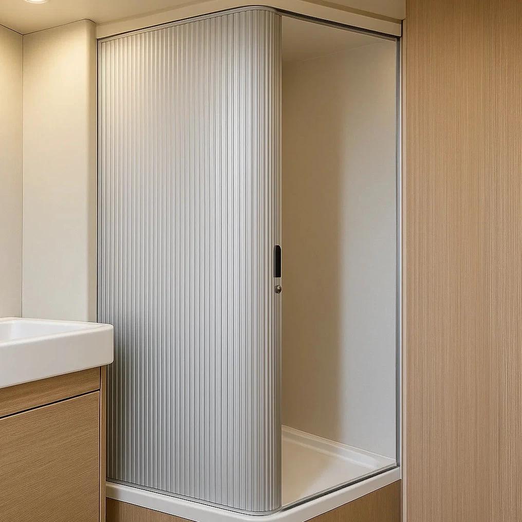 Tambour Shower Door – Silver by Monster Shop