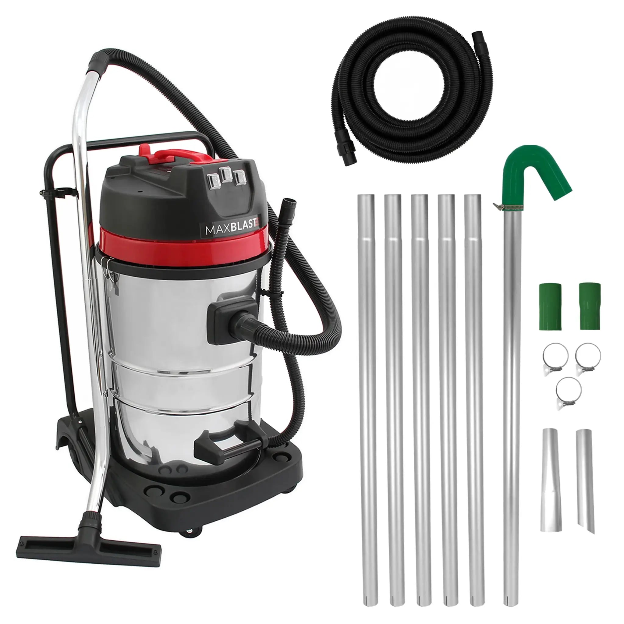 Monster Shop 80L Wet & Dry Vacuum With Gutter Vacuum Poles & 5m Hose -
