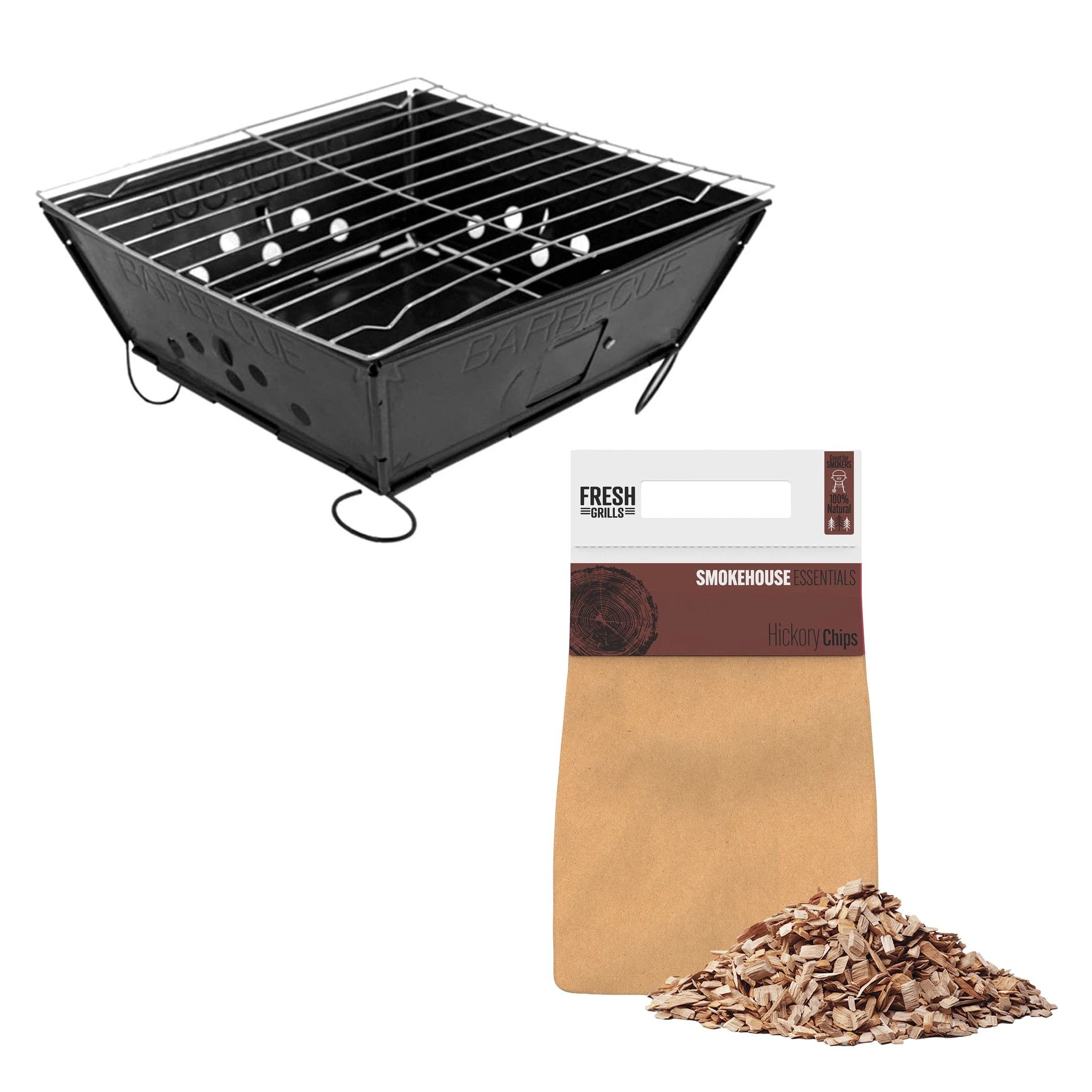 Monster Shop Portable BBQ with Hickory Wood Chips -