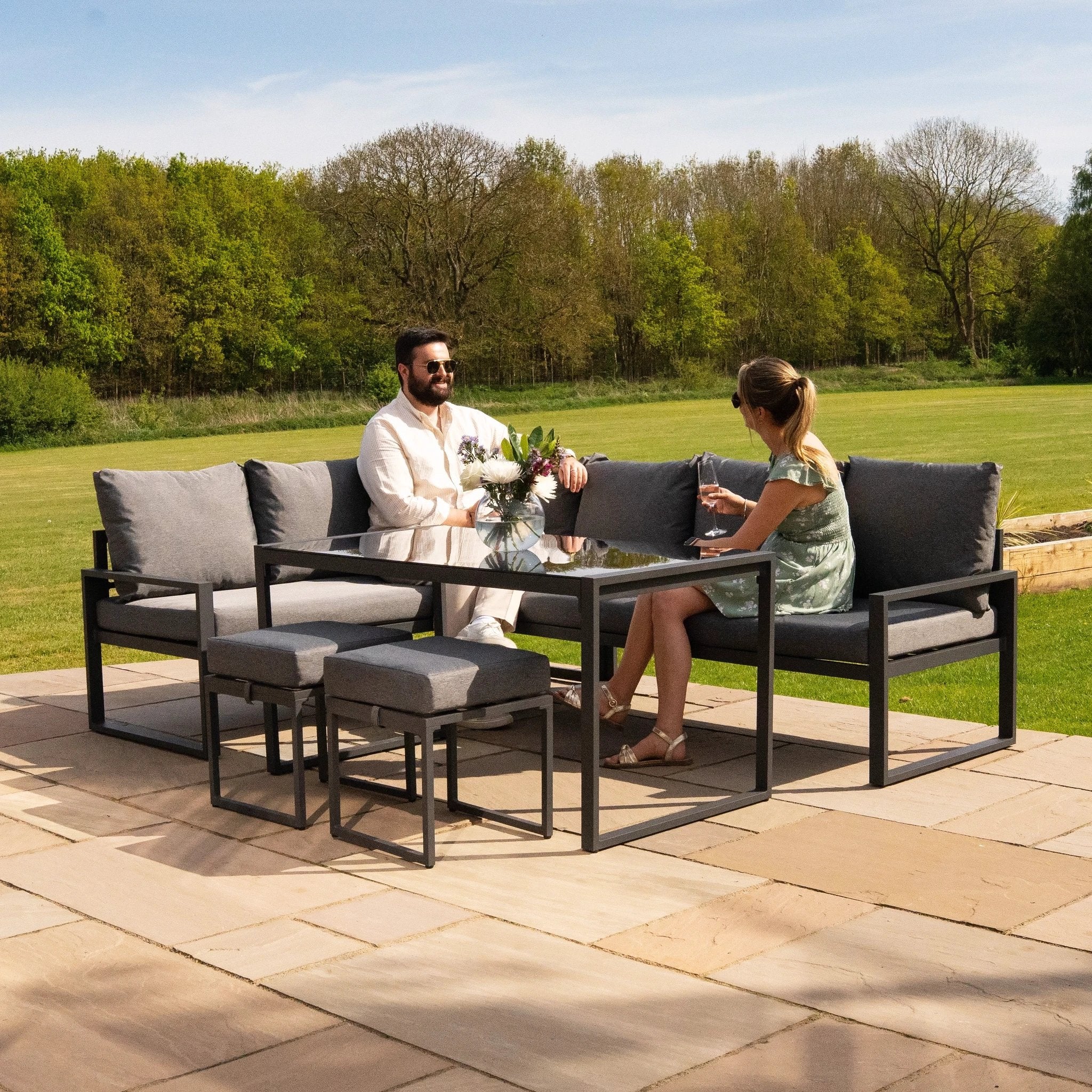 Table Top Pizza Oven & Aluminium Corner Sofa Set - Anthracite Grey by Monster Shop