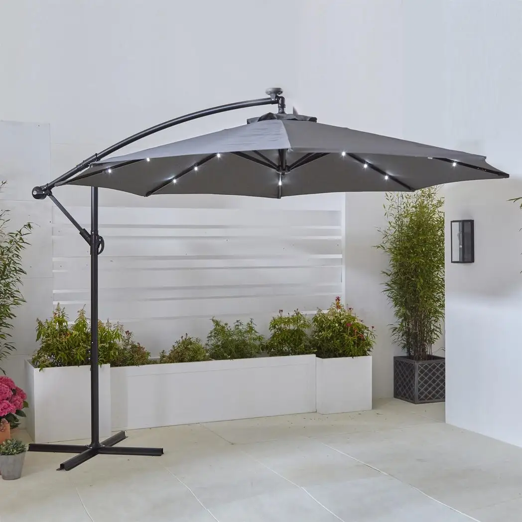 Neo Neo 3M Grey Outdoor Freestanding Parasol with Led Lights - Parasol