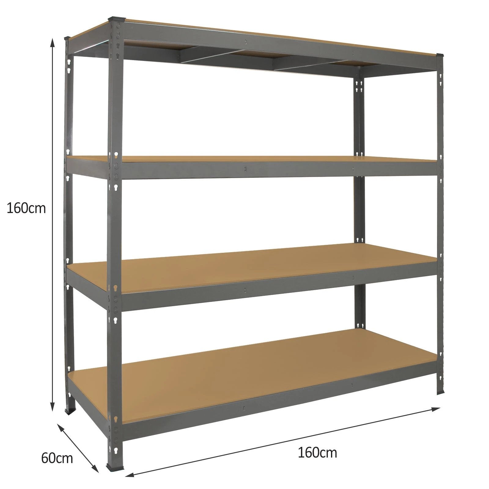 Monster Shop Monster Racking Q-Rax Heavy Duty Storage Shelving, 160cm W, 60cm D, Grey -
