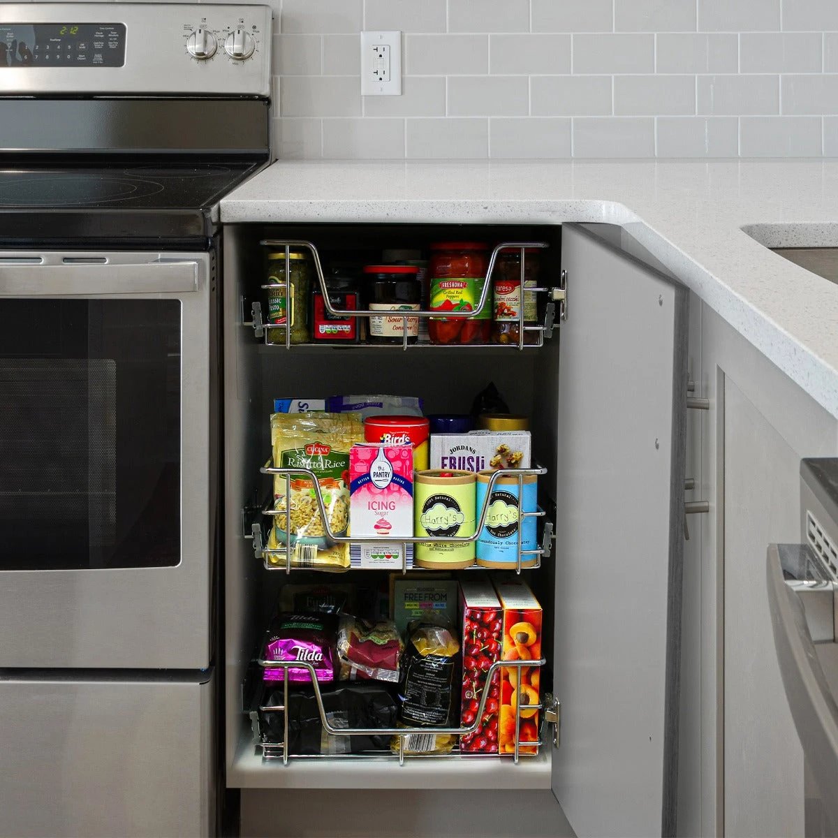 Monster Shop 5 x KuKoo Kitchen Pull Out Storage Baskets – 600mm Wide Cabinet -