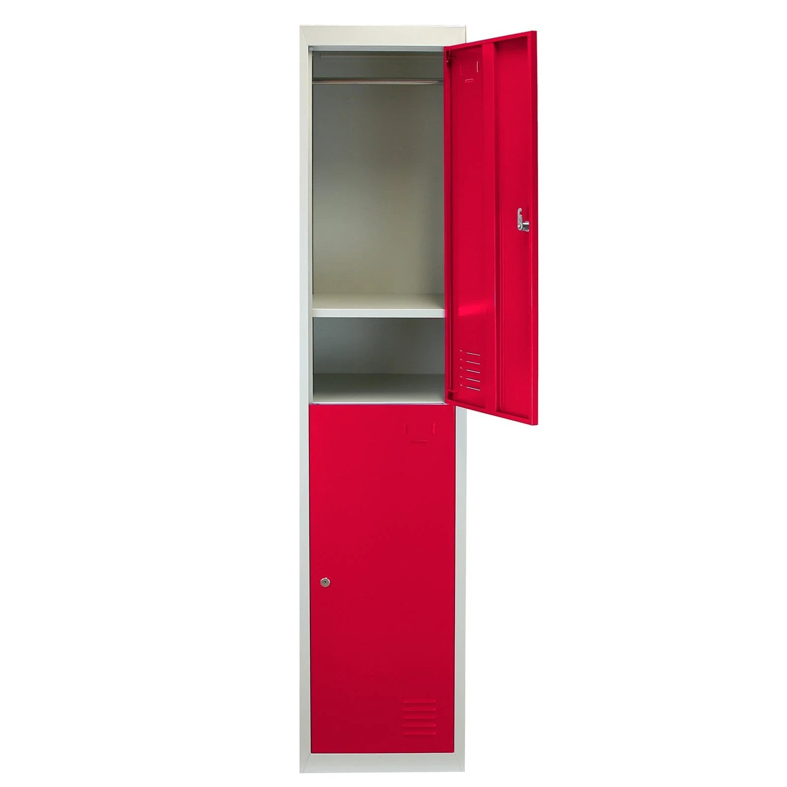 Monster Shop 3 x Metal Storage Lockers - Two Doors, Red - Flatpack -