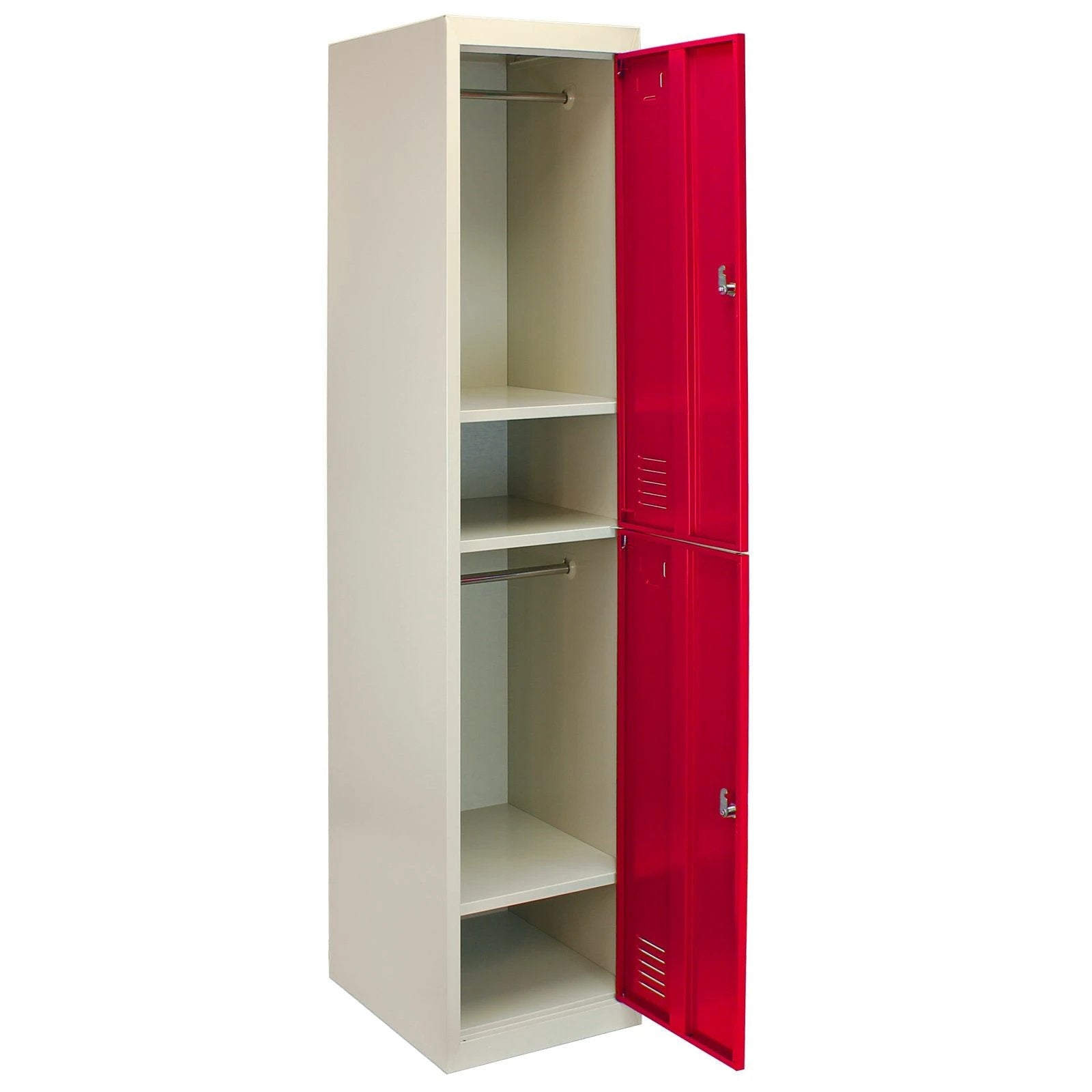 Monster Shop Metal Storage Lockers - Two Doors, Flatpacked, Red -