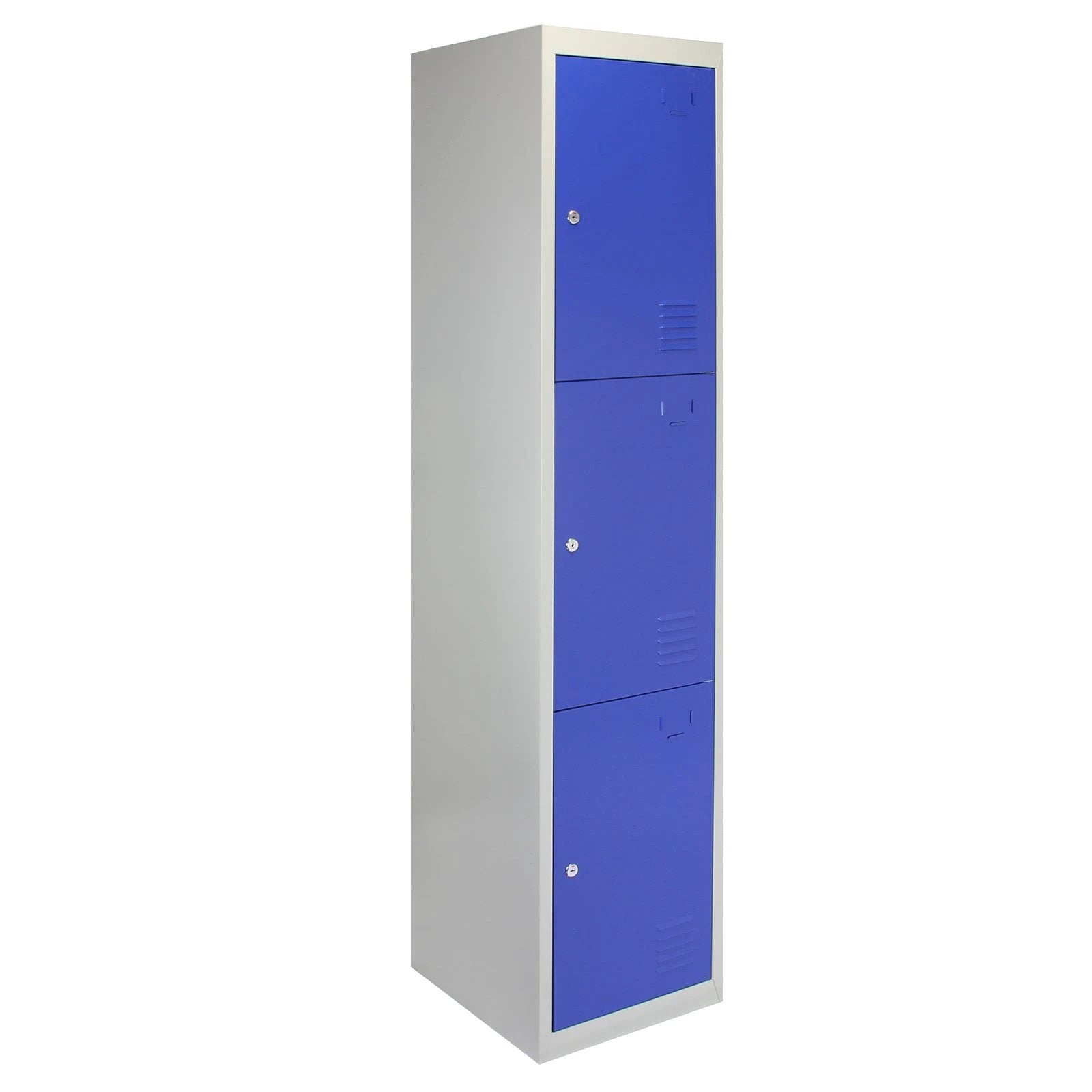 Metal Storage Lockers - Three Doors, Flatpacked, Blue by Monster Shop