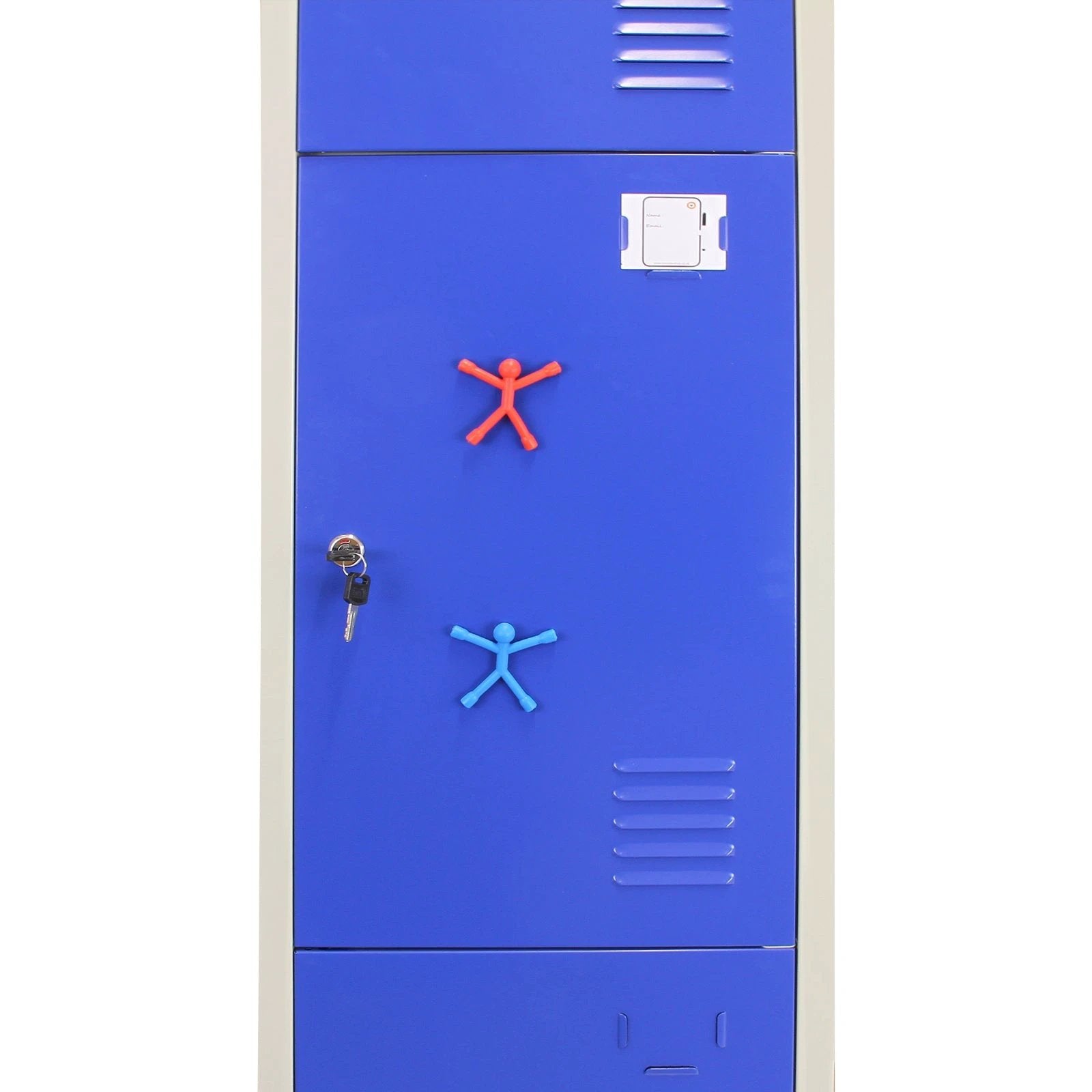 Metal Storage Lockers - Three Doors, Flatpacked, Blue by Monster Shop