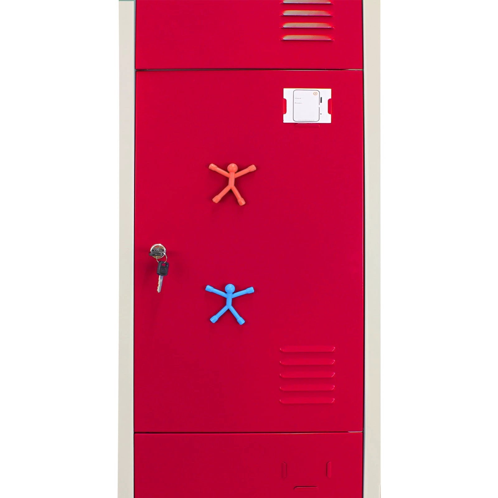 Monster Shop Metal Storage Lockers - Three Doors, Flatpacked, Red -
