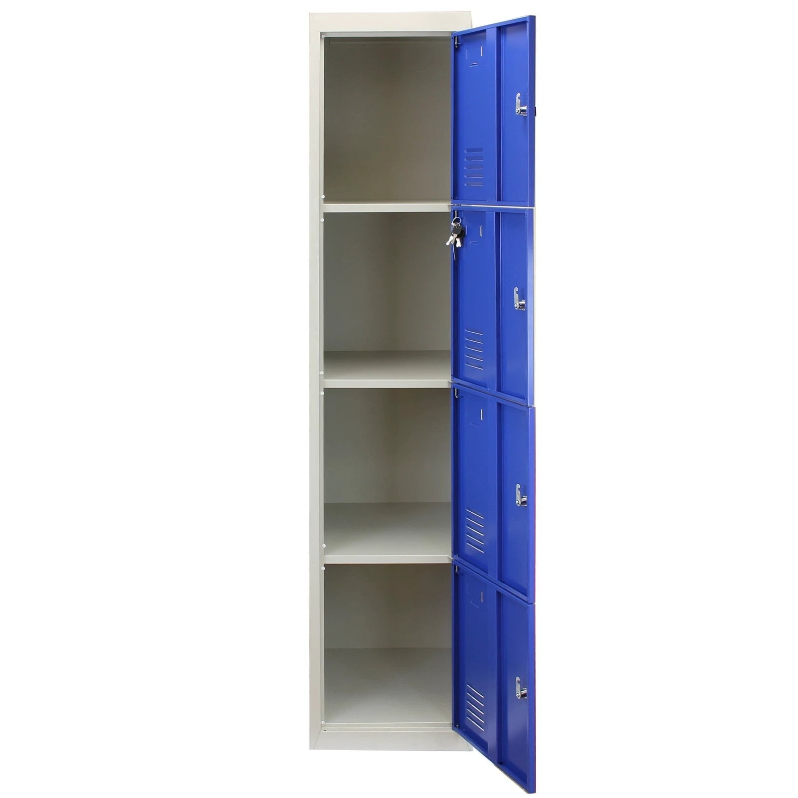 3 x Metal Storage Lockers - Four Doors, Blue - Flatpack by Monster Shop