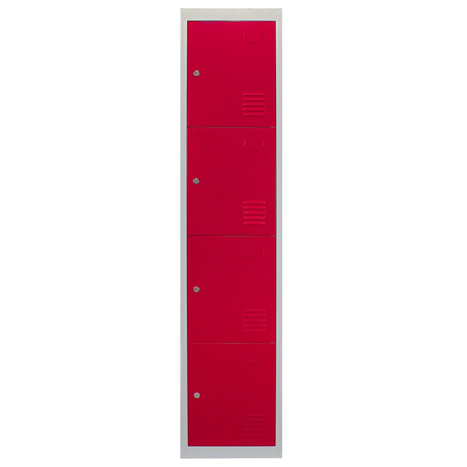 3 x Metal Storage Lockers - Four Doors, Red - Flatpack by Monster Shop