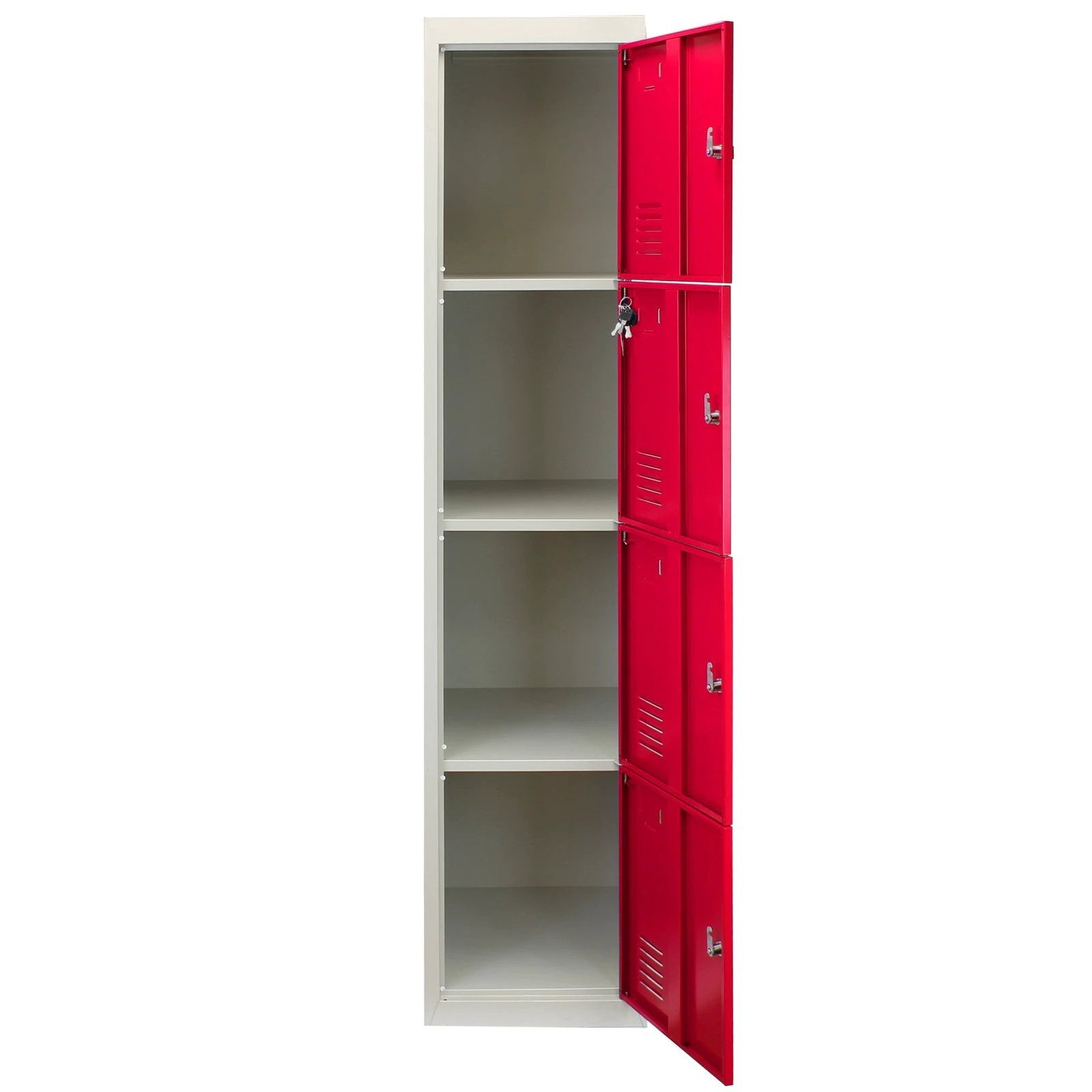 3 x Metal Storage Lockers - Four Doors, Red - Flatpack by Monster Shop