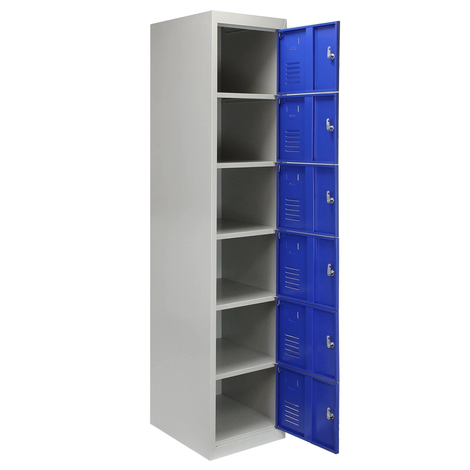 Metal Storage Lockers - Six Doors, Flatpacked, Blue by Monster Shop