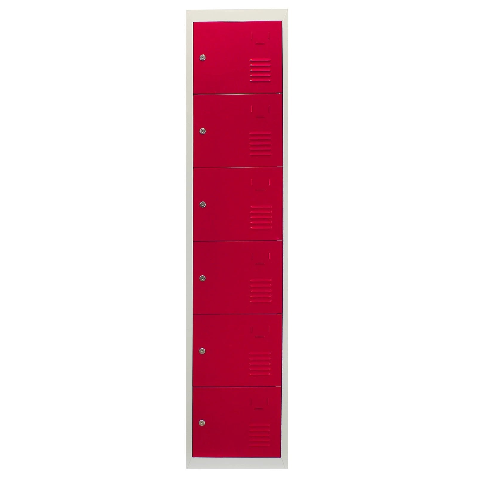 Monster Shop 3 x Metal Storage Lockers - Six Doors, Red - Flatpack -