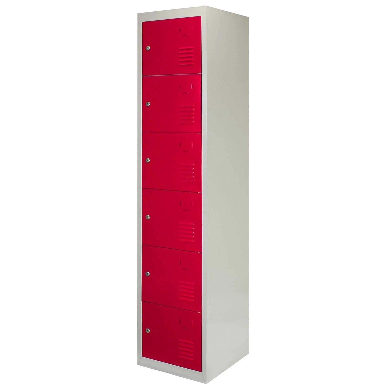 Monster Shop 3 x Metal Storage Lockers - Six Doors, Red - Flatpack -