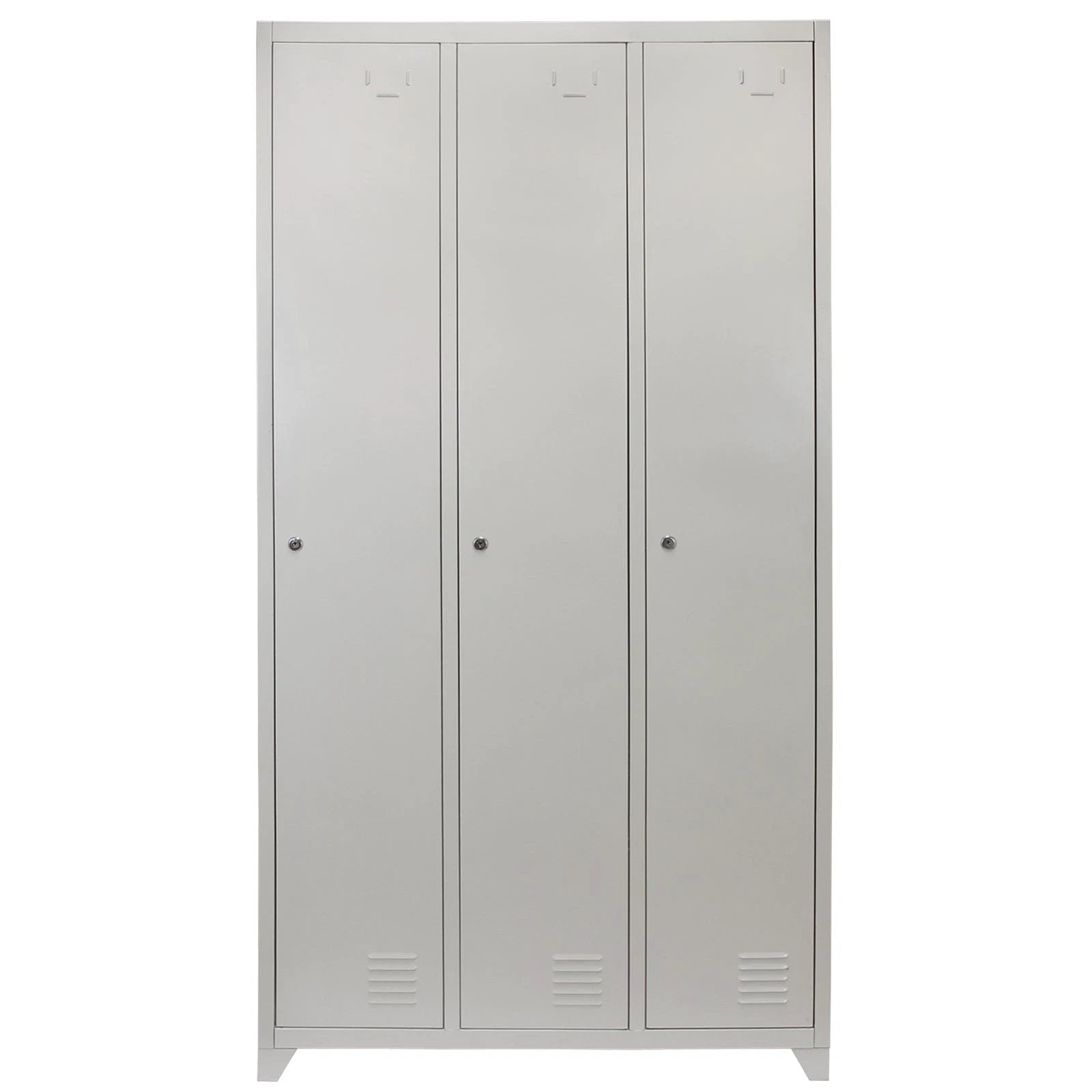Monster Shop Metal Storage Lockers - Three Doors, Grey -