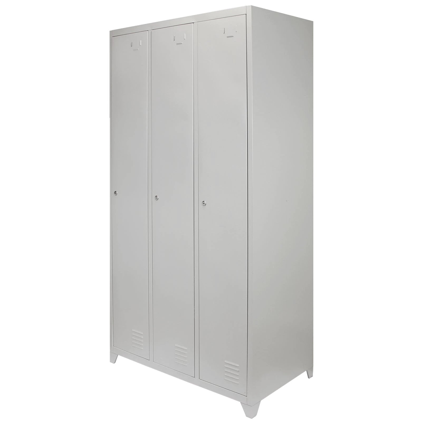 Monster Shop Metal Storage Lockers - Three Doors, Grey -