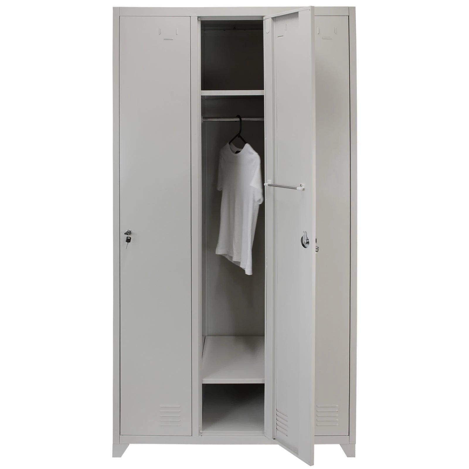 Monster Shop Metal Storage Lockers - Three Doors, Grey -
