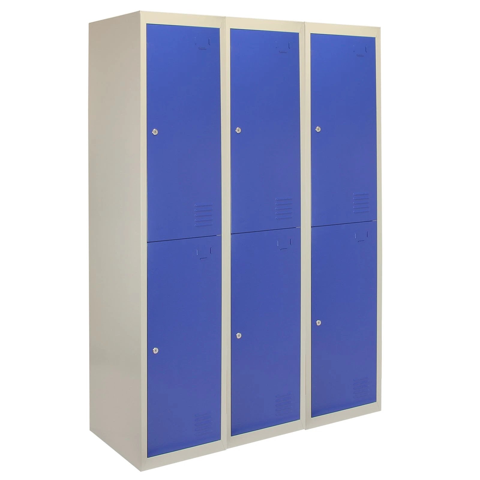 Monster Shop 3 x Metal Storage Lockers - Two Doors, Blue - Flatpack -