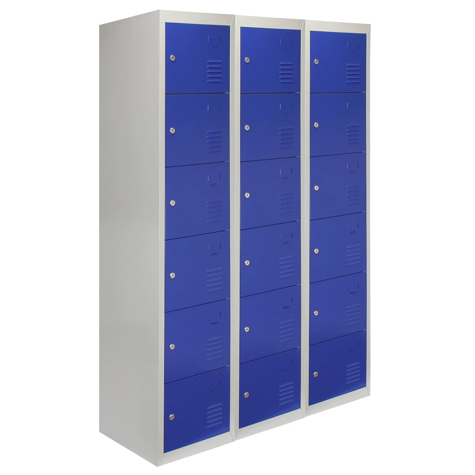 Monster Shop 3 x Metal Storage Lockers - Six Doors, Blue - Flatpack -