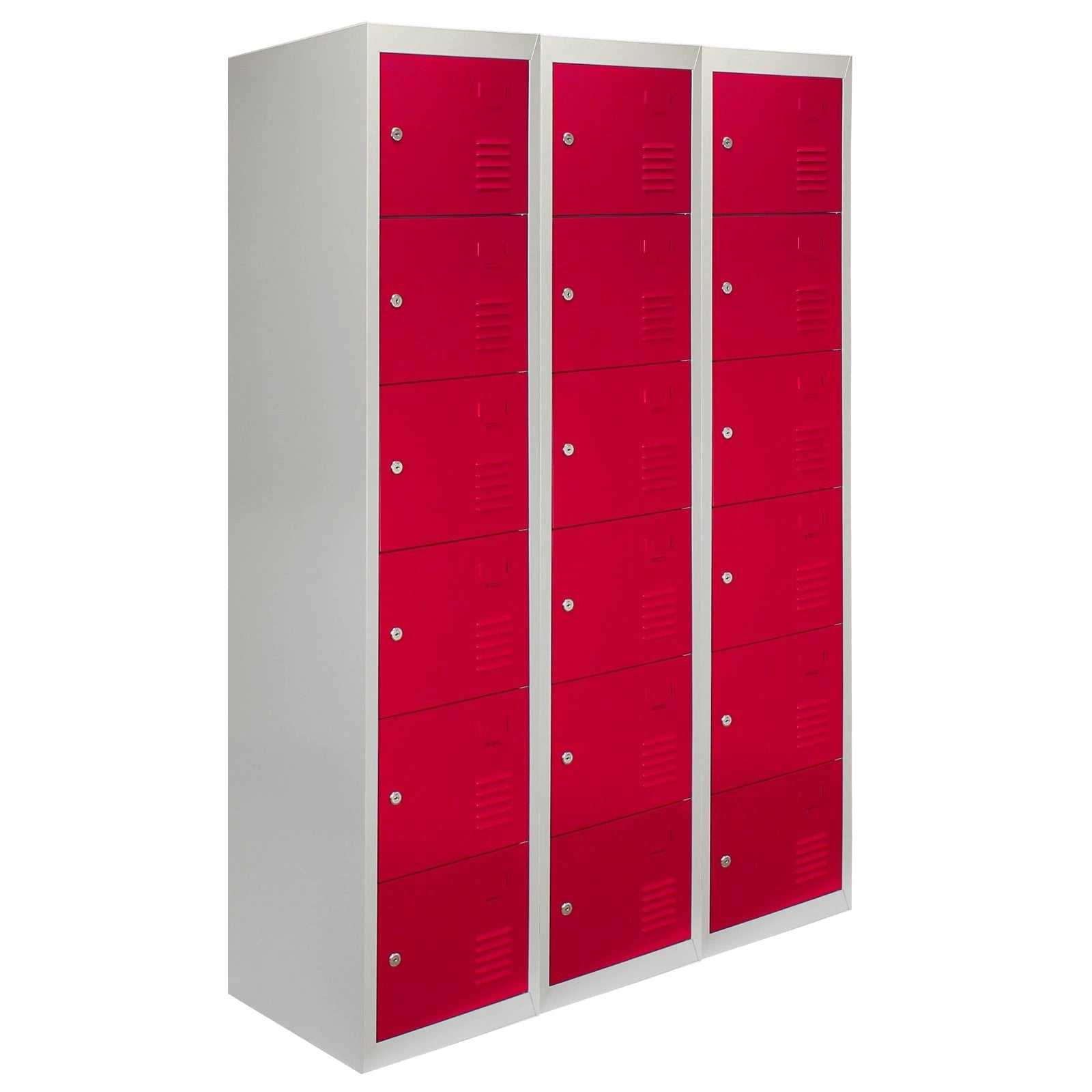 Monster Shop 3 x Metal Storage Lockers - Six Doors, Red - Flatpack -