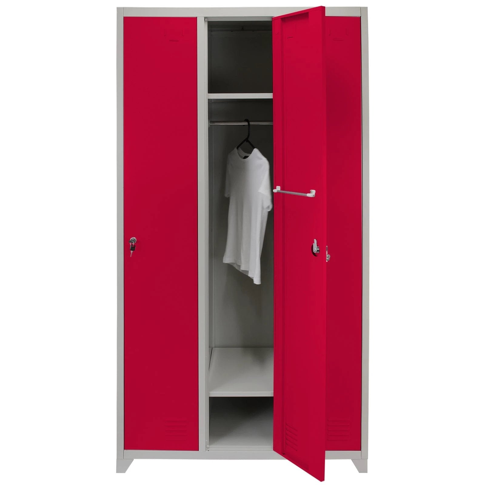 Monster Shop Metal Storage Lockers - Three Doors Wide, Red -