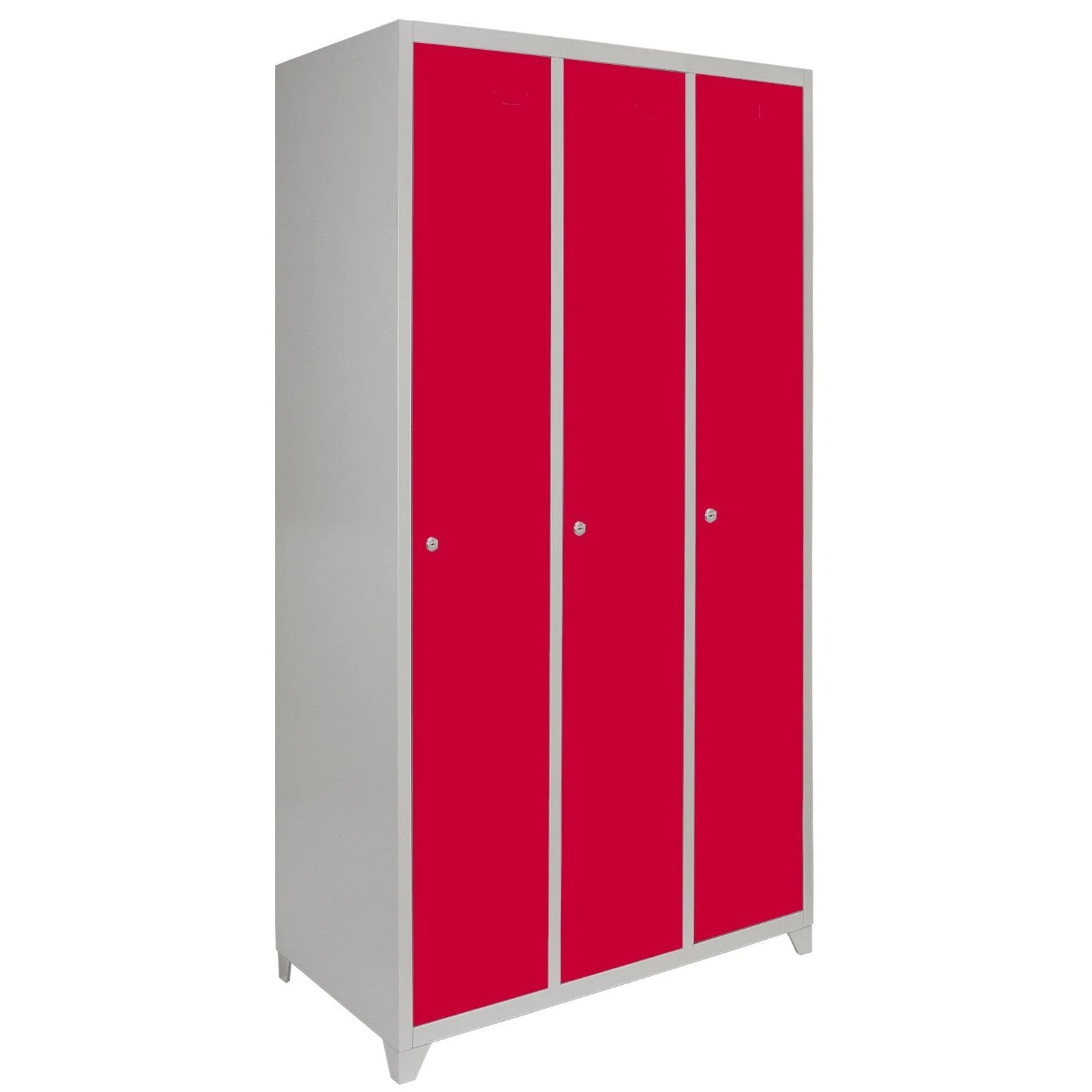 Monster Shop Metal Storage Lockers - Three Doors Wide, Red -