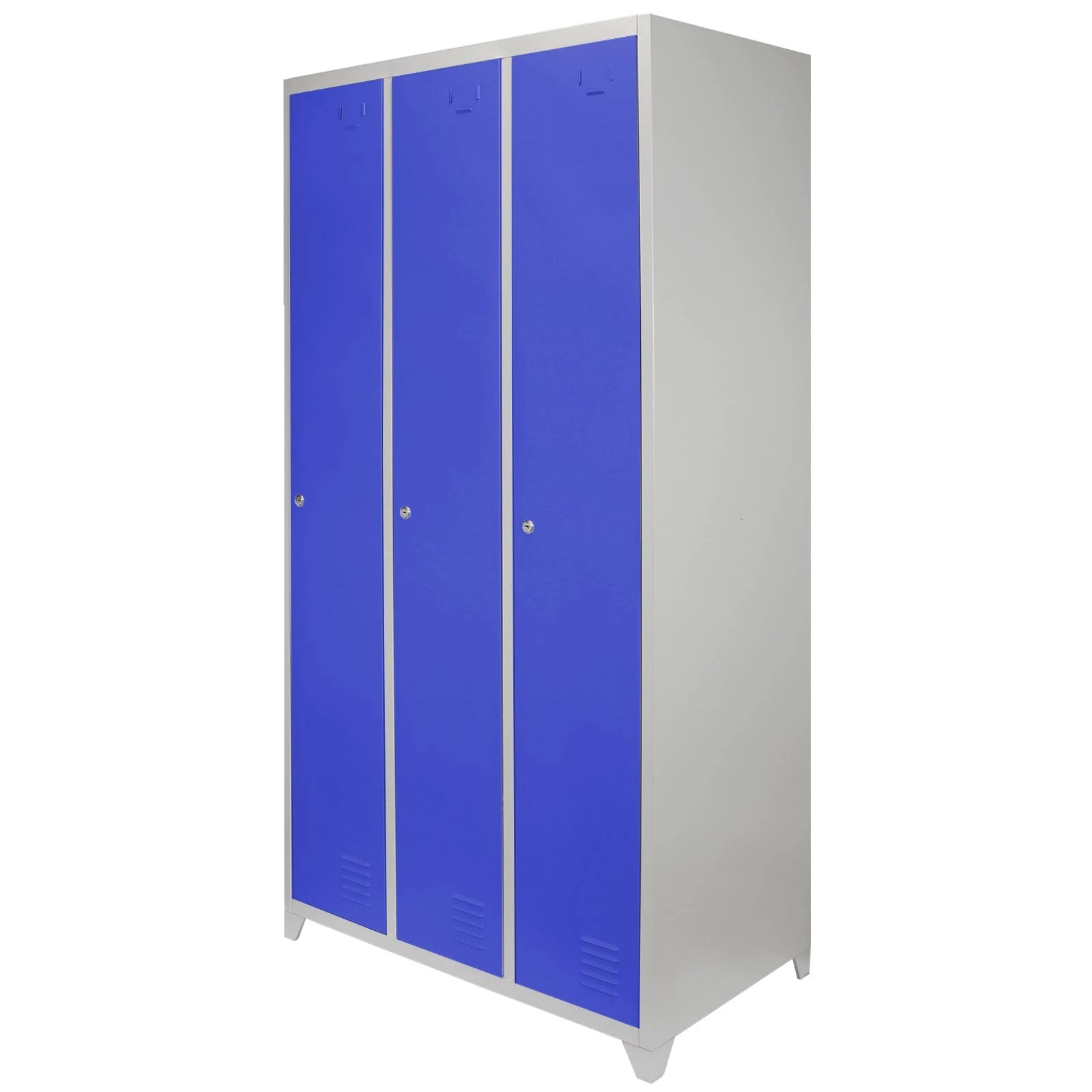 Monster Shop Metal Storage Lockers - Three Doors Wide, Blue -