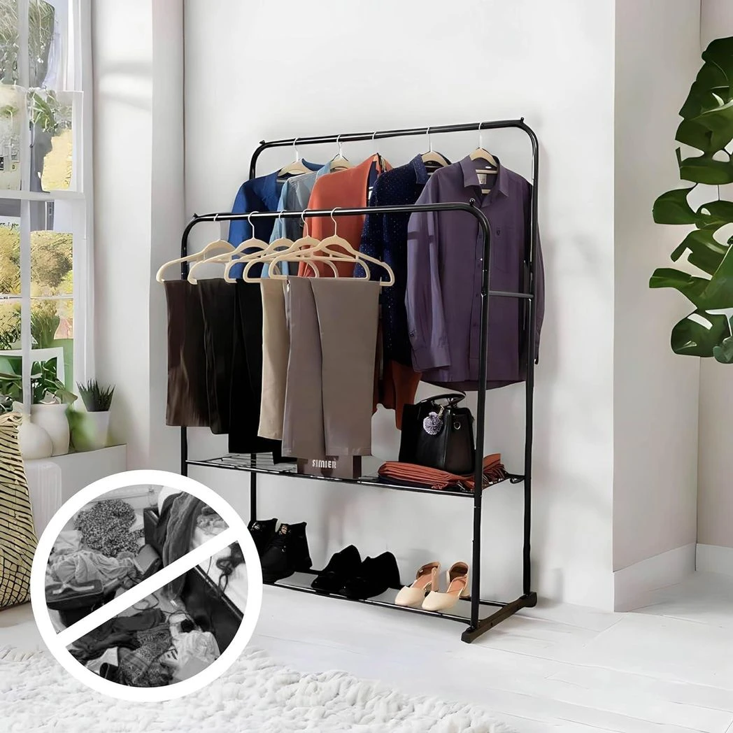 Direct Online Houseware Sturdy Double Clothes Rail H153 W110 D50 30kg Capacity Home - Wardrobe