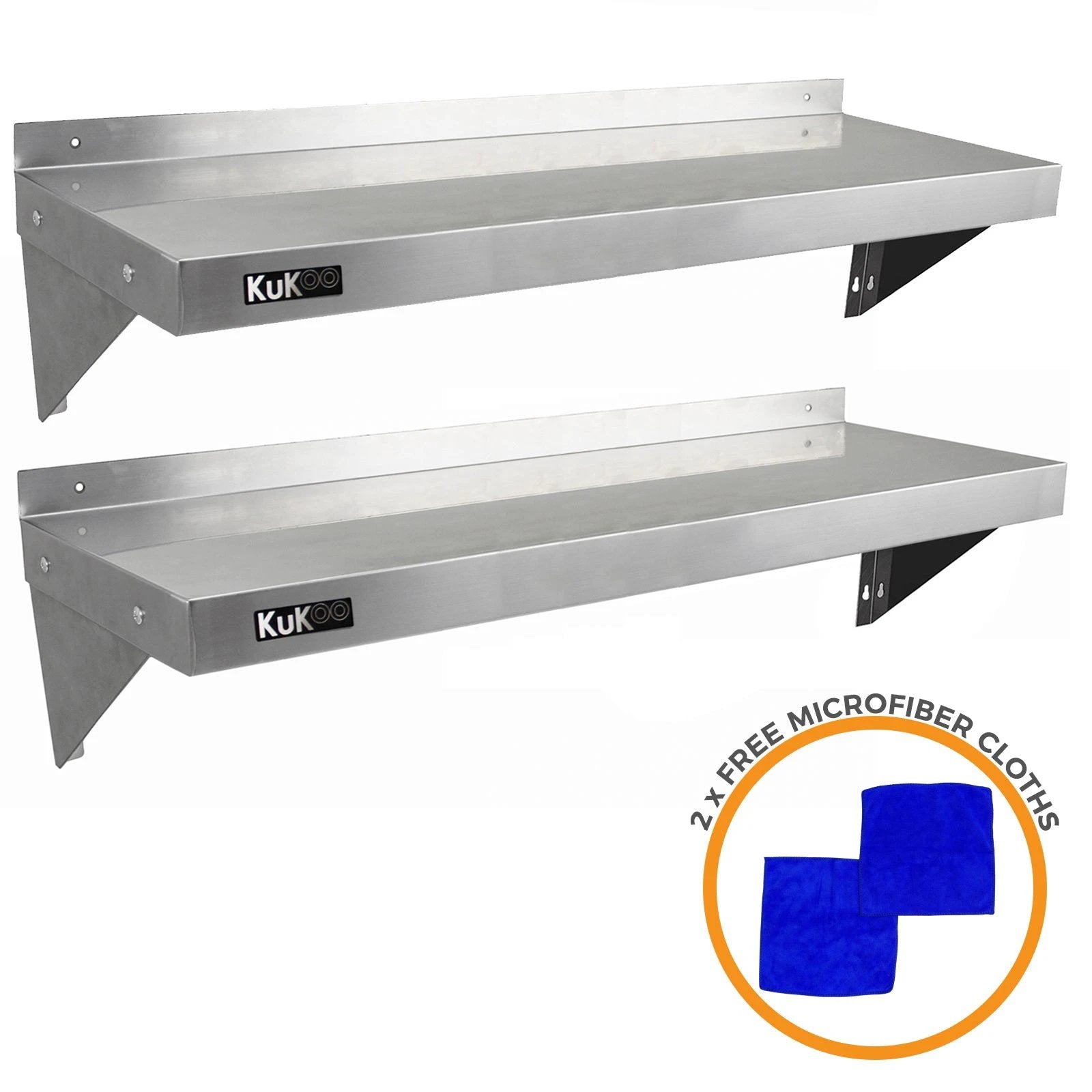 Monster Shop 2 x KuKoo Stainless Steel Shelves 1250mm x 300mm -