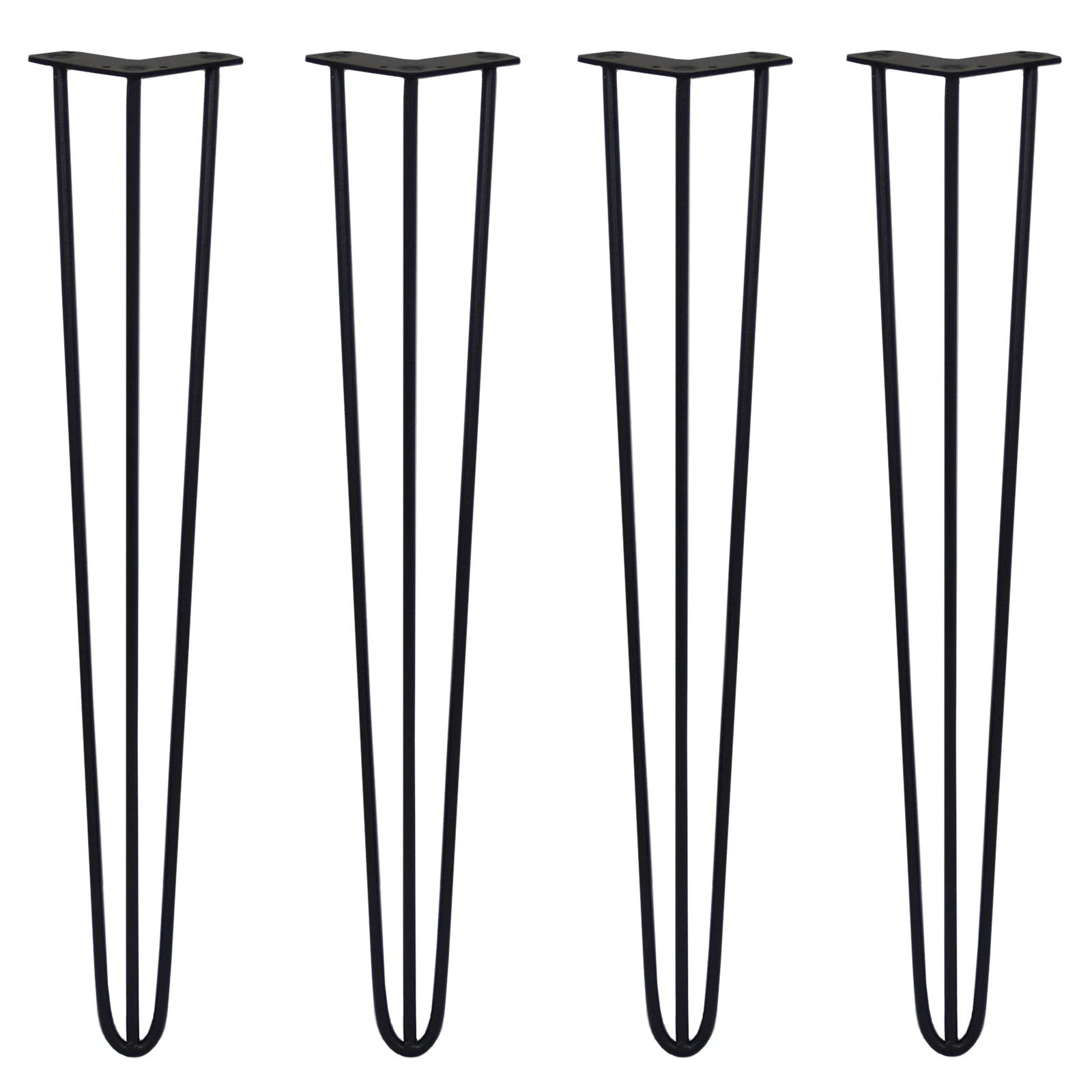 Monster Shop 4 x 28" Hairpin Legs - 3 Prong - 10mm - Black -