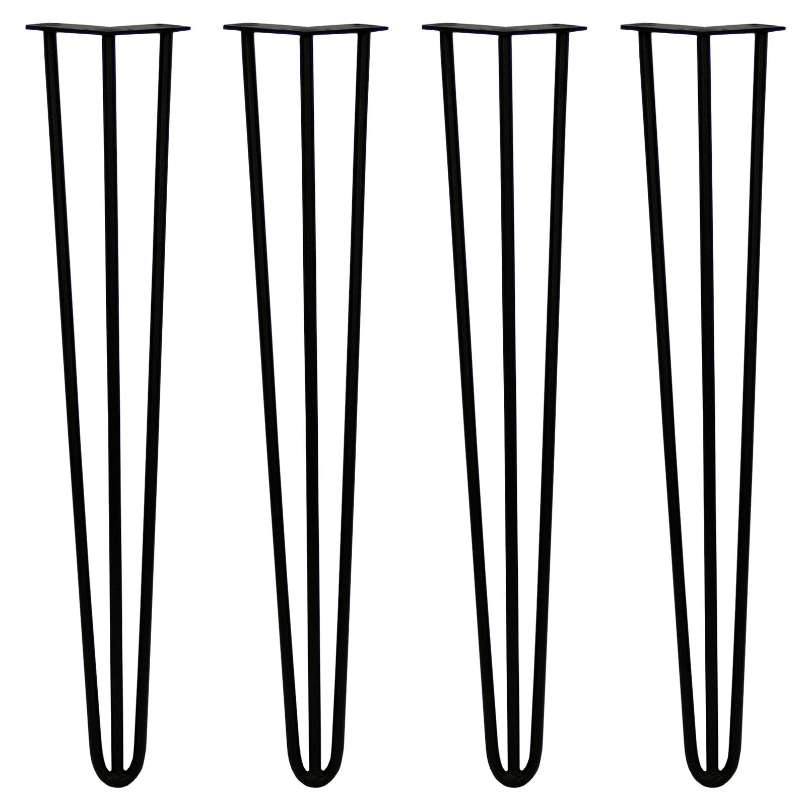 Monster Shop 4 x 28" Hairpin Legs - 3 Prong - 12mm - Black -