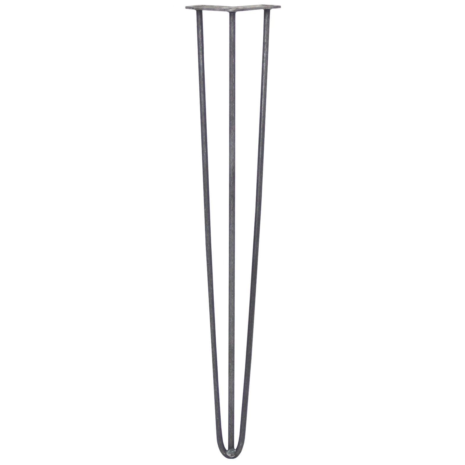 4 x 28" Hairpin Legs - 3 Prong - 10mm - Raw Steel by Monster Shop