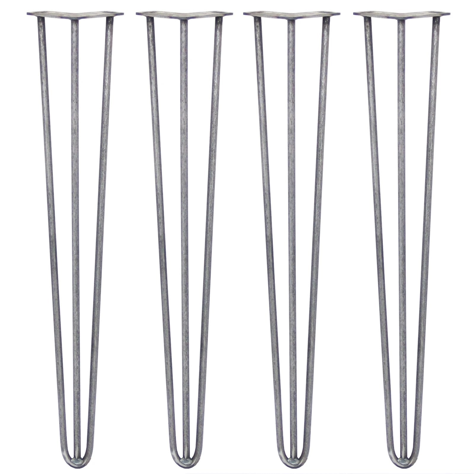 Monster Shop 4 x 28" Hairpin Legs - 3 Prong - 12mm - Raw Steel -