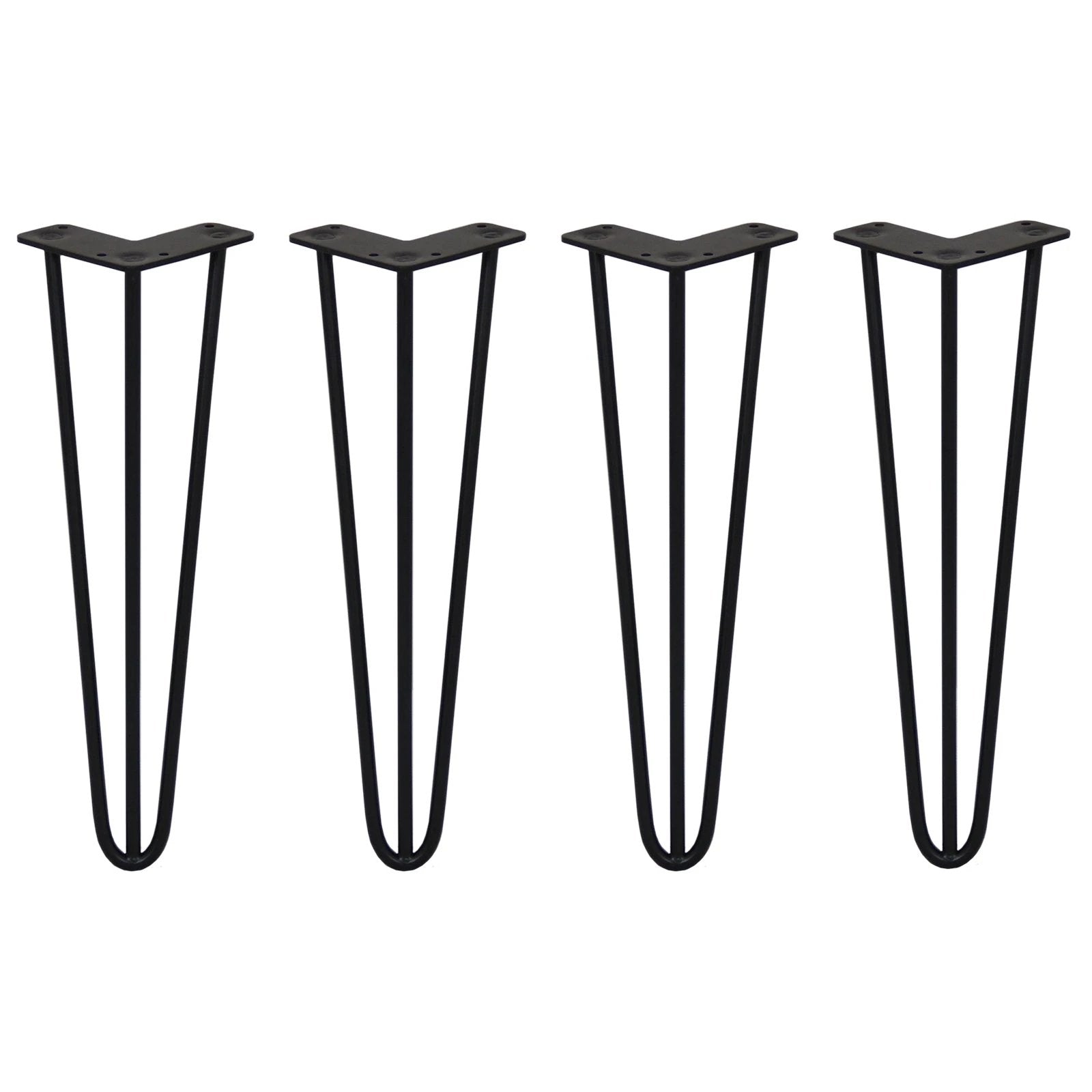 Monster Shop 4 x 16" Hairpin Legs - 3 Prong - 10mm - Black -