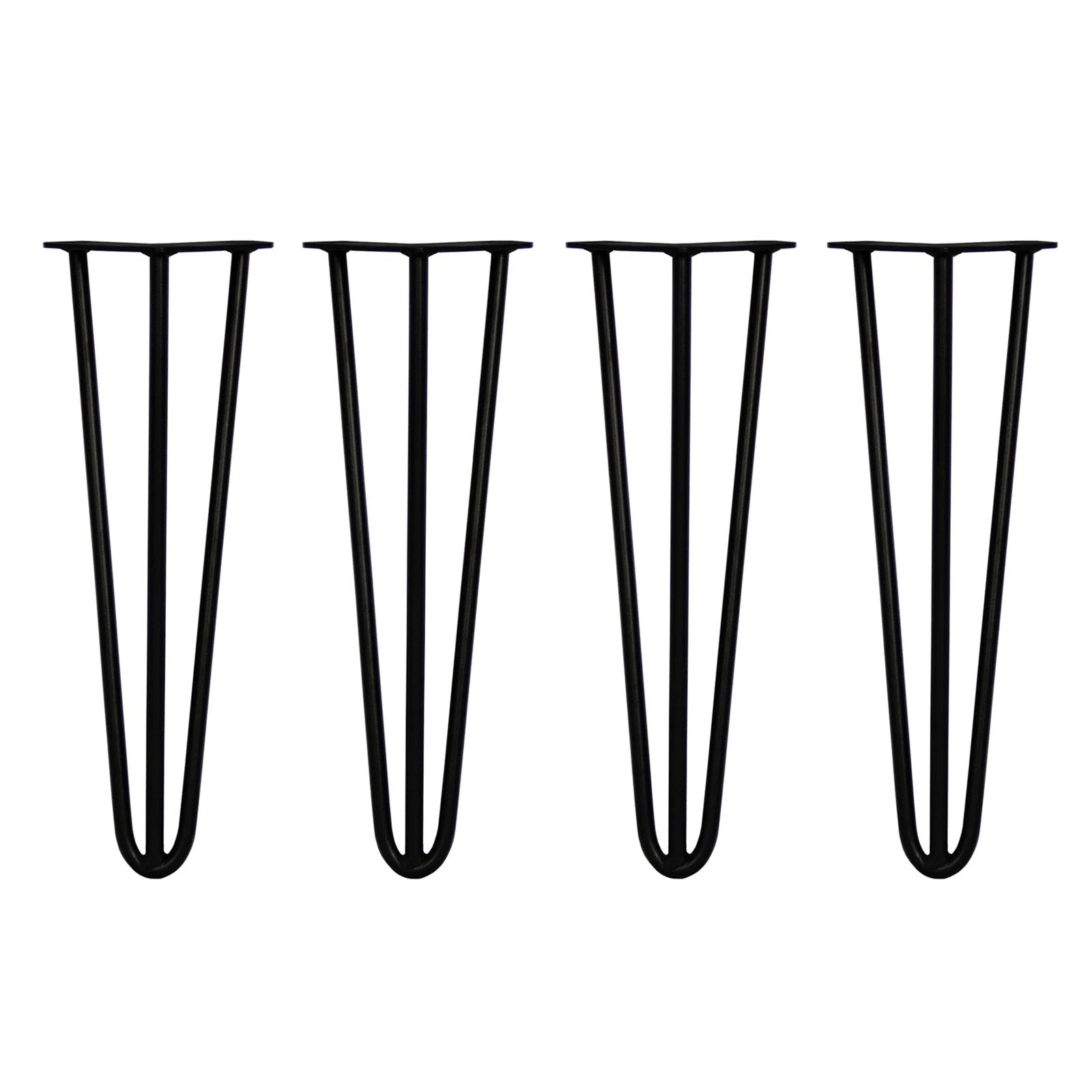 4 x 16" Hairpin Legs - 3 Prong - 12mm - Black by Monster Shop