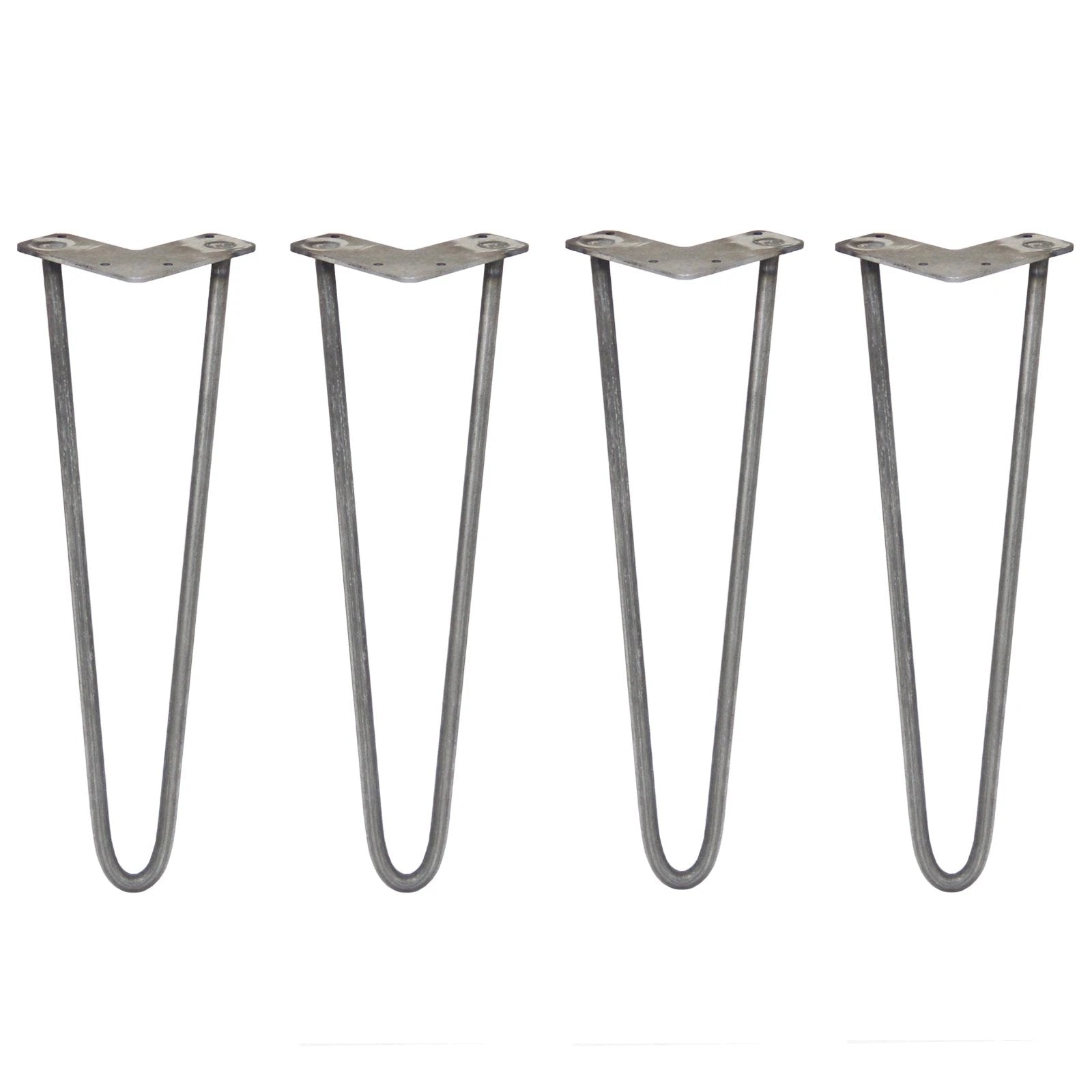 4 x 16" Hairpin Legs - 2 Prong - 12mm - Raw Steel by Monster Shop