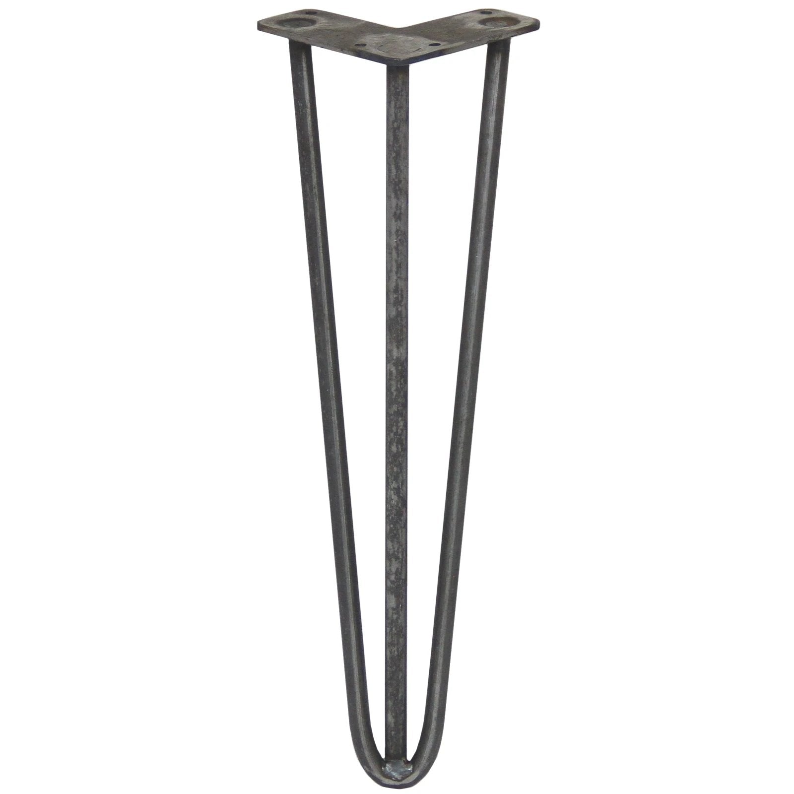 Monster Shop 4 x 16" Hairpin Legs - 3 Prong - 12mm - Raw Steel -