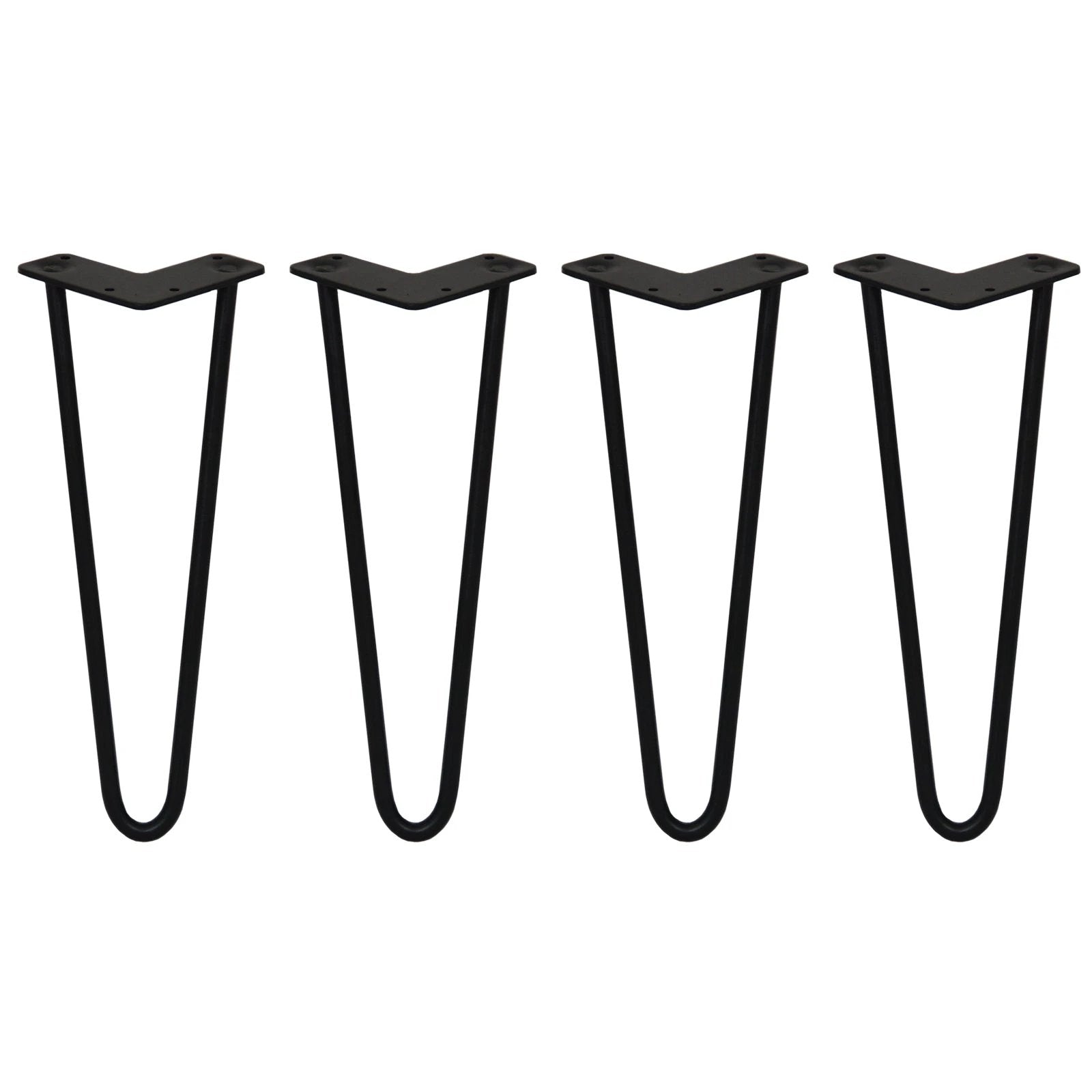 4 x 14" Hairpin Legs - 2 Prong - 12mm - Black by Monster Shop