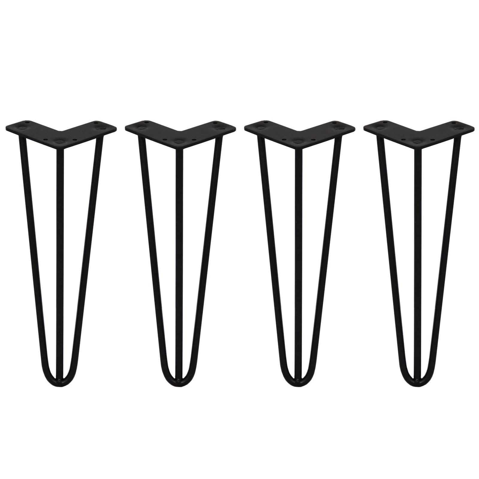 4 x 14" Hairpin Legs - 3 Prong - 10mm - Black by Monster Shop