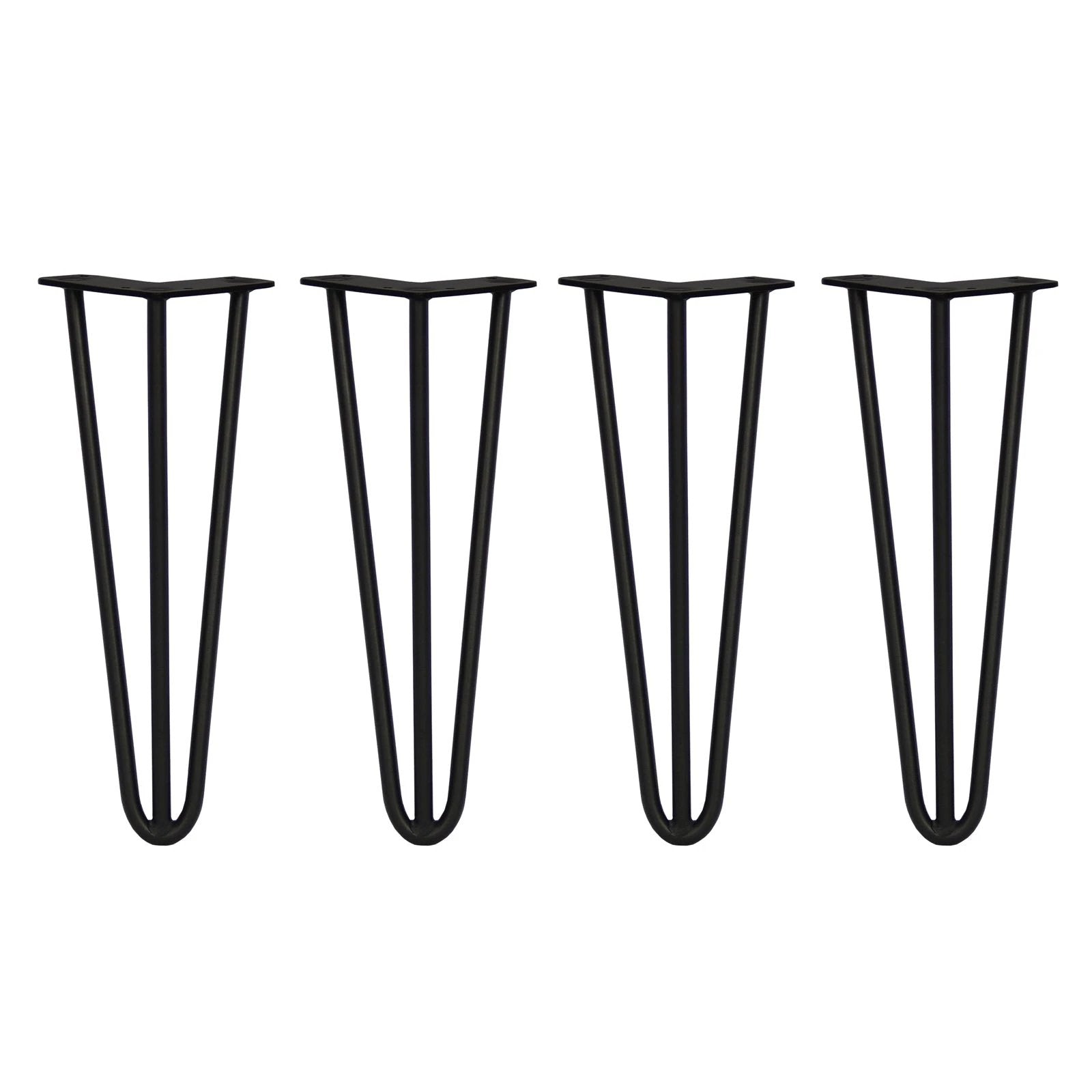 4 x 14" Hairpin Legs - 3 Prong - 12mm - Black by Monster Shop