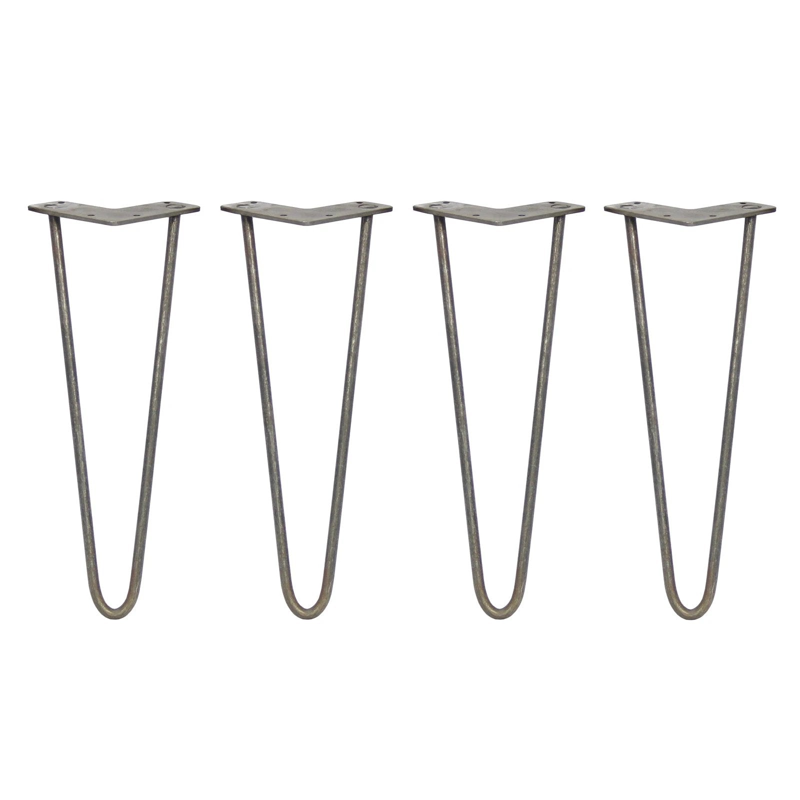 4 x 14" Hairpin Legs - 2 Prong - 10mm - Raw Steel by Monster Shop