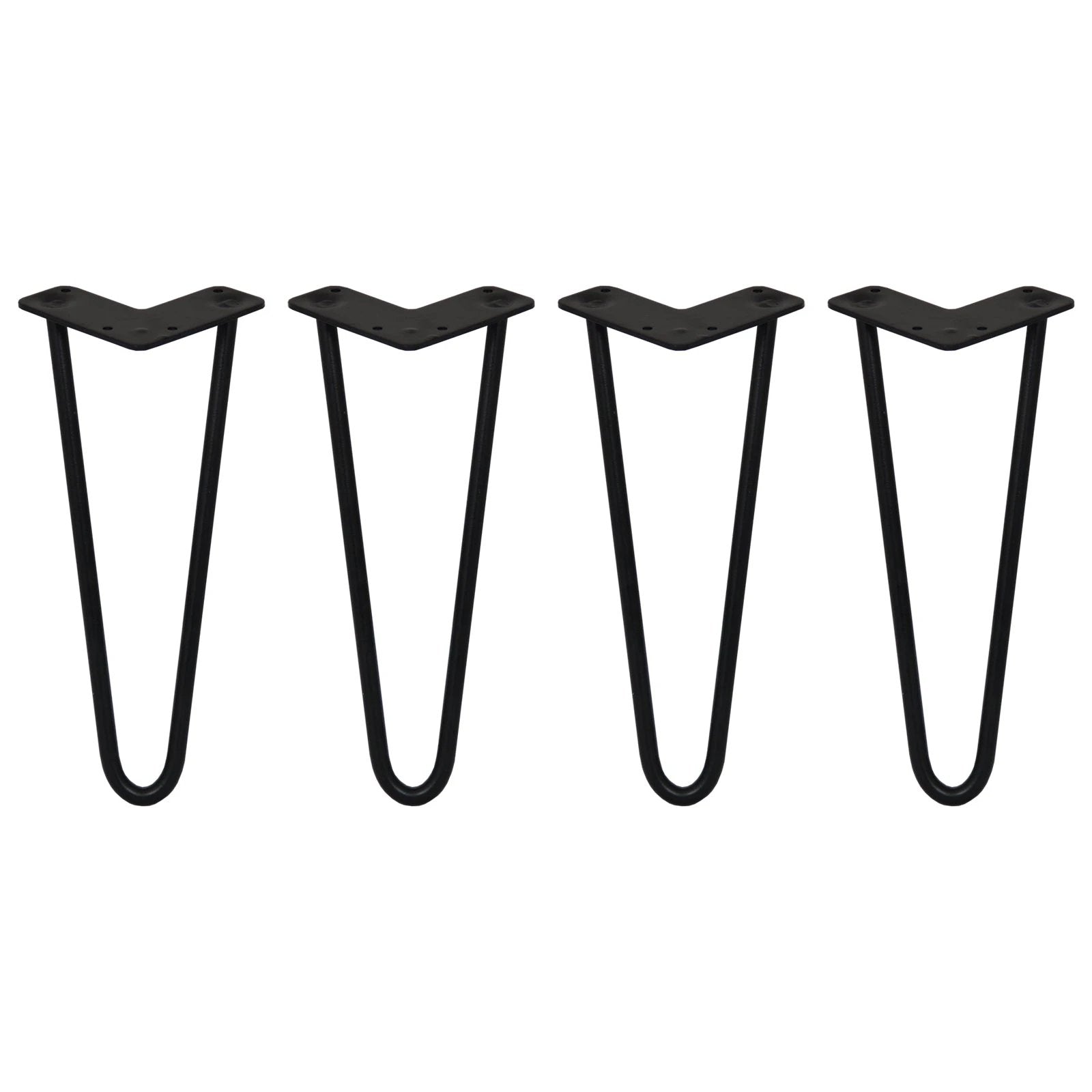 Monster Shop 4 x 12" Hairpin Legs - 2 Prong - 12mm - Black -